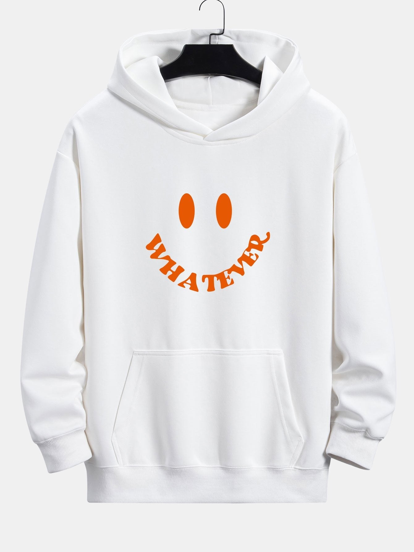 Sweat à capuche coupe décontractée à imprimé smiley et slogan