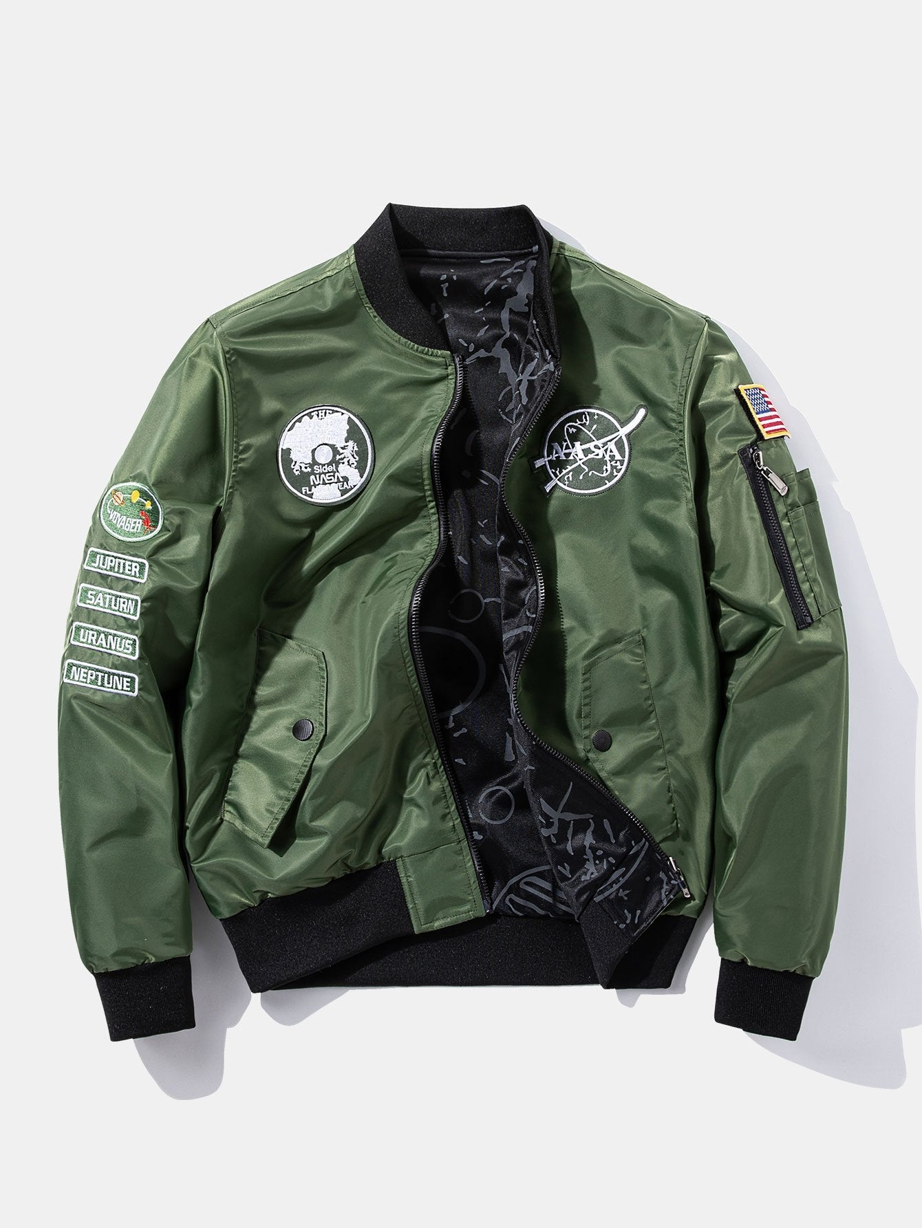 Blouson aviateur réversible à patch brodé de la NASA