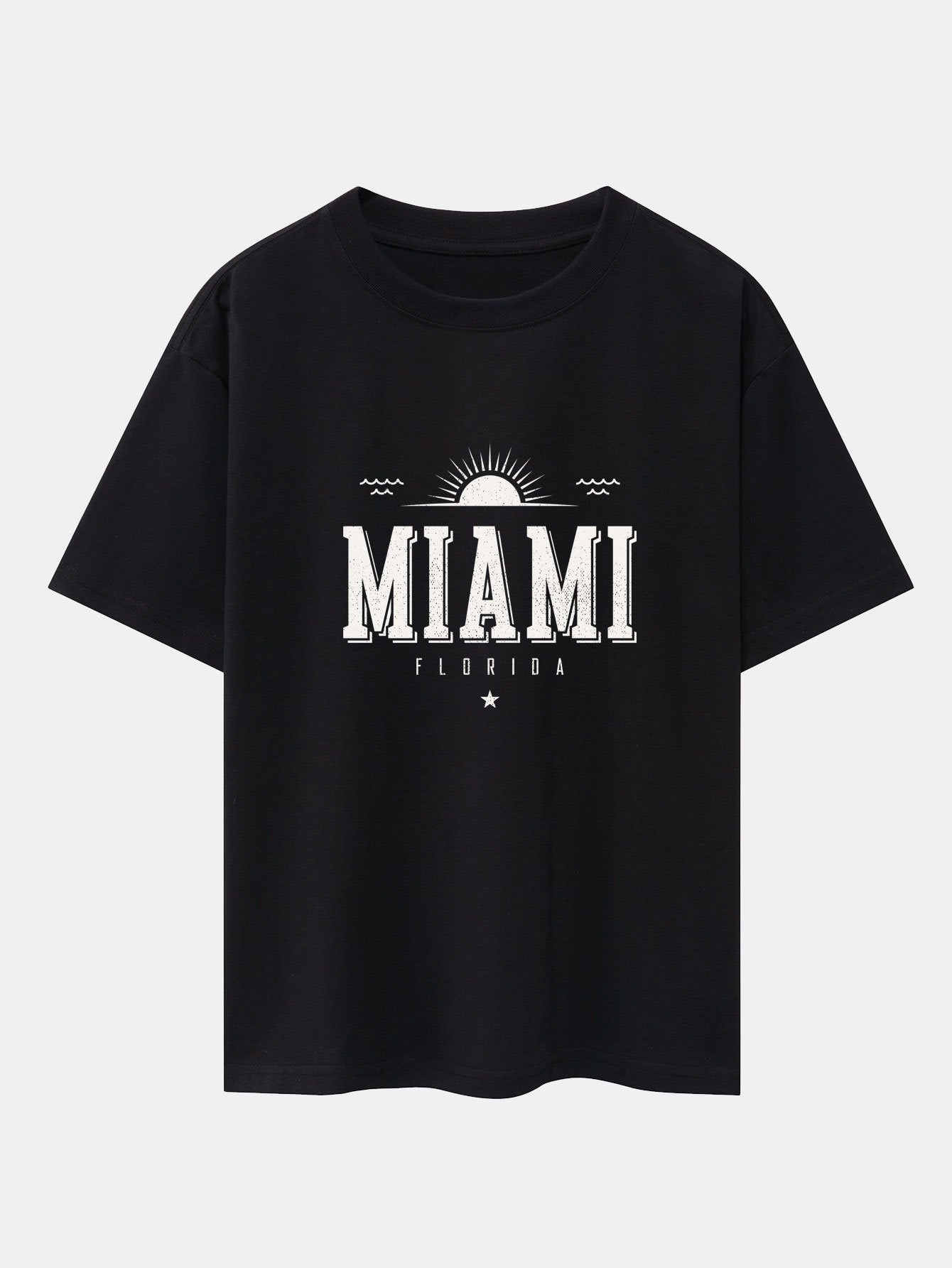 Vintage Miami Letter Print Heavy Weight Oversize T-Shirt