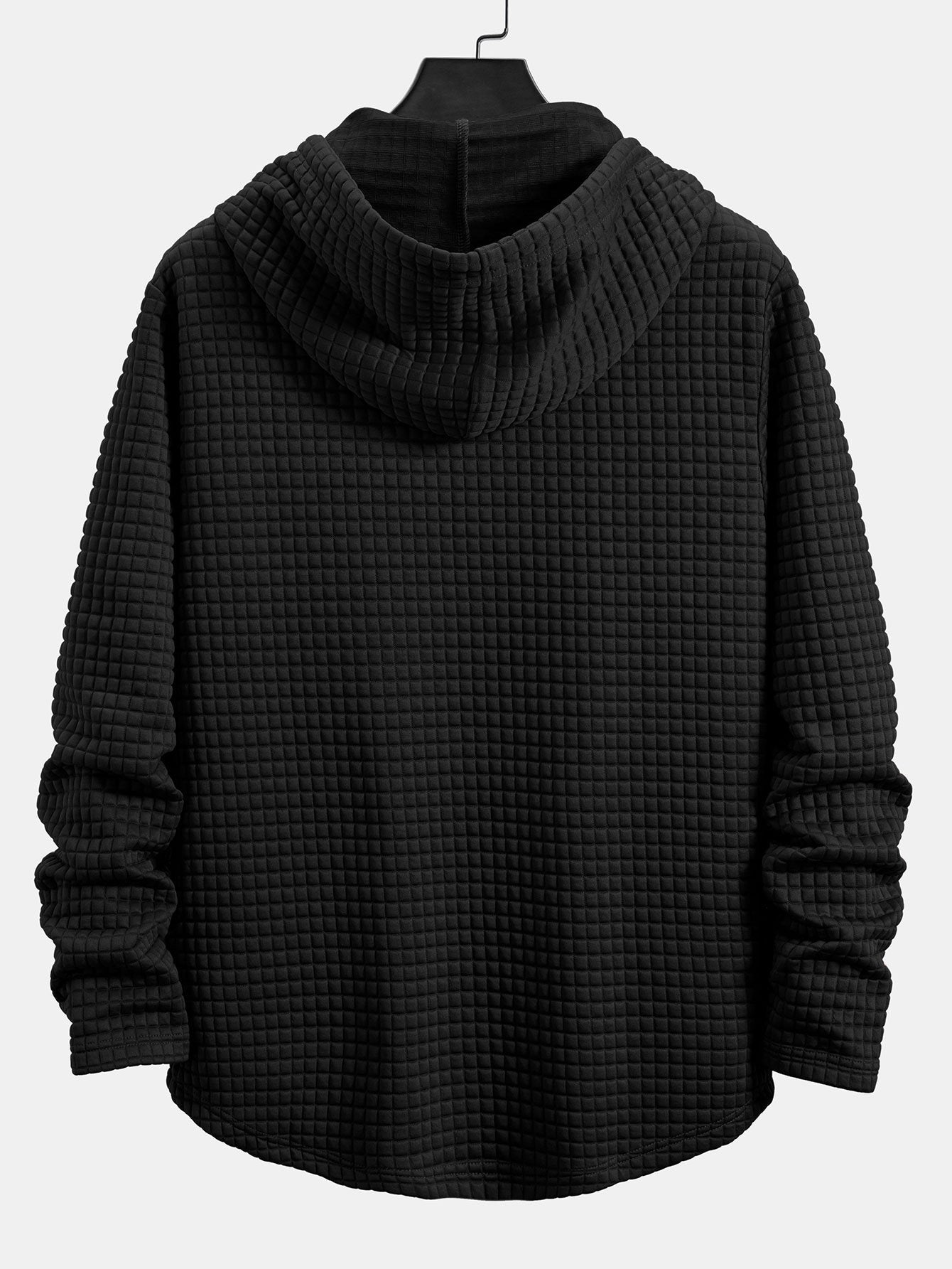 Long Sleeve Waffle Hooded Arc Hem T-Shirt