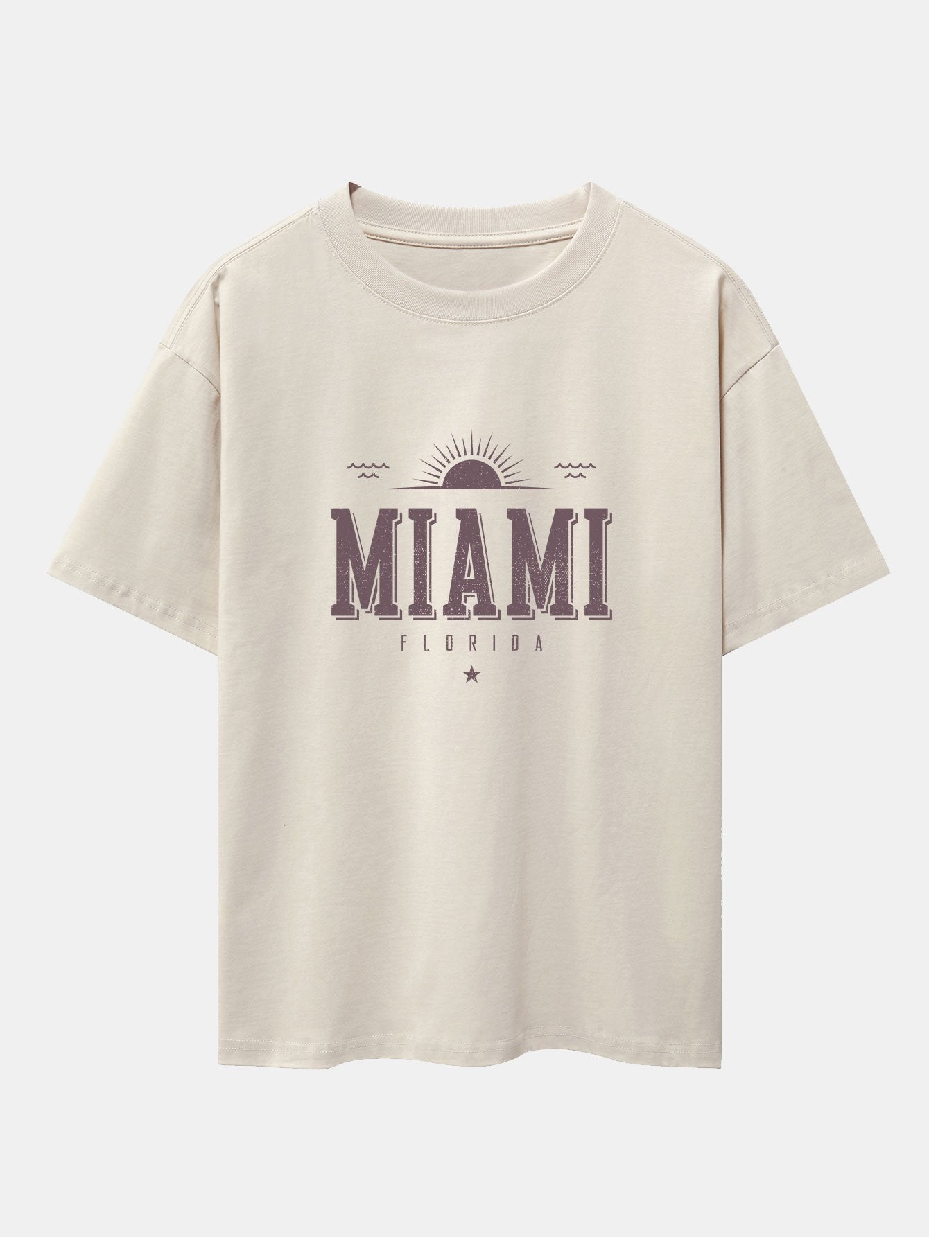 Vintage Miami Letter Print Heavy Weight Oversize T-Shirt