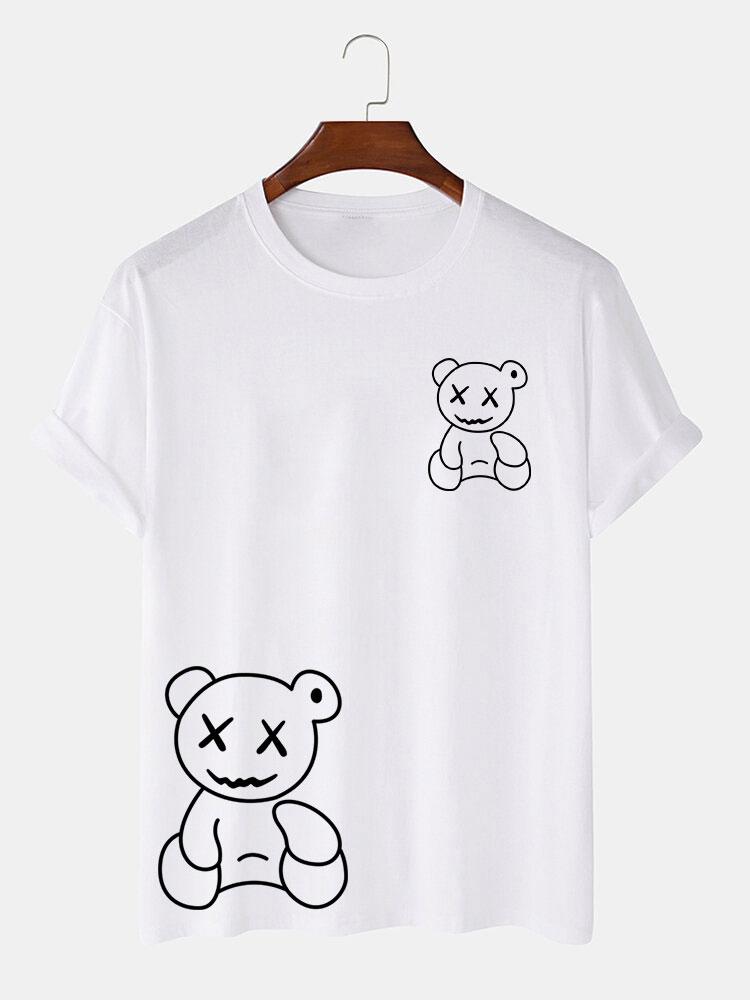 Line Shaped Bear Print T-Shirt