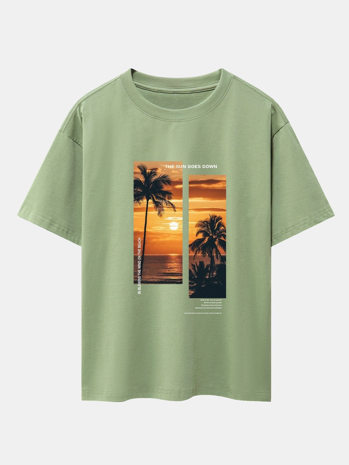 Palm Trees Beach Landscape Slogan Print Drop Shoulder Oversize T-Shirt