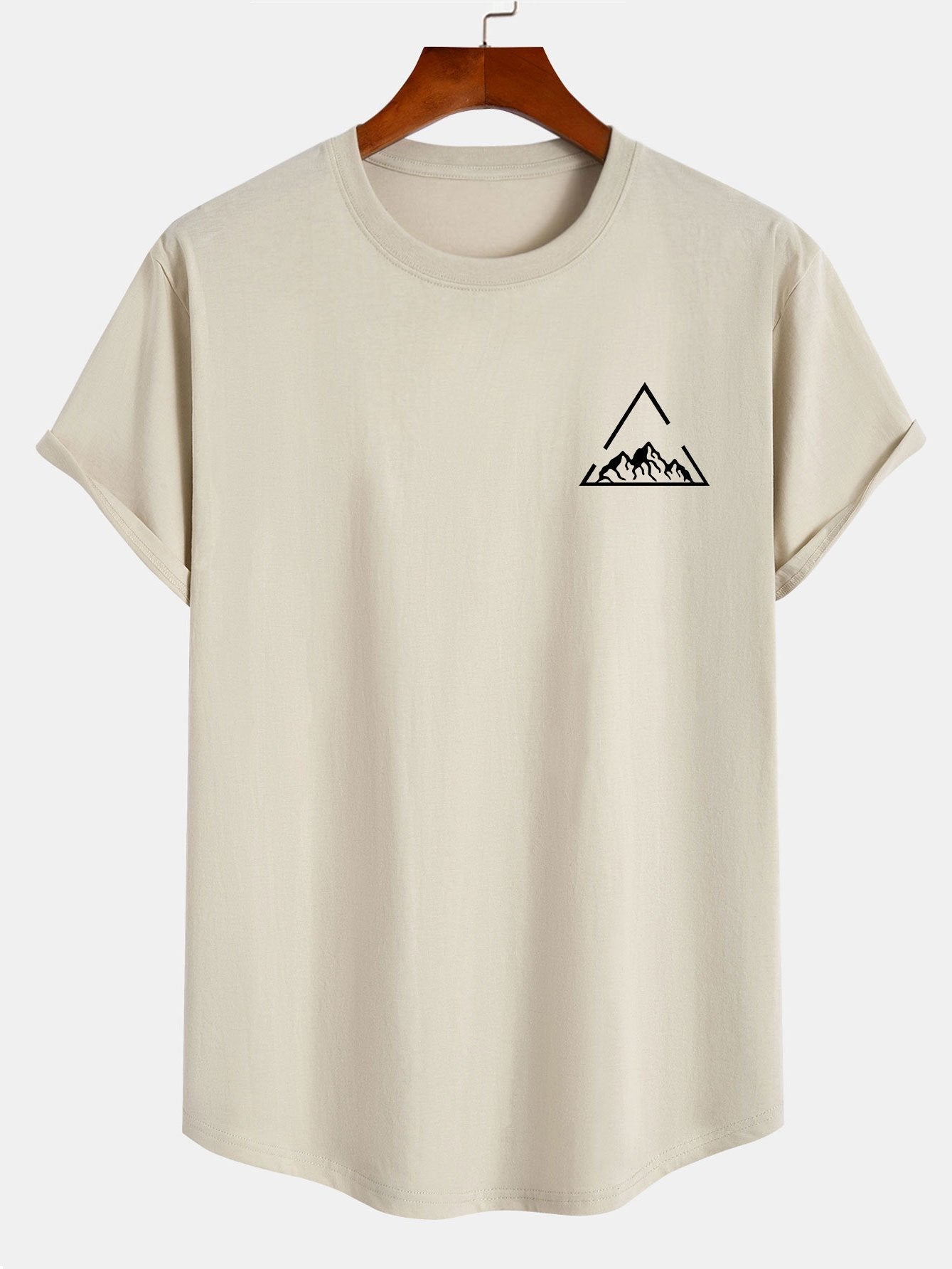 Mountain Print Cotton Arc Hem T-Shirt