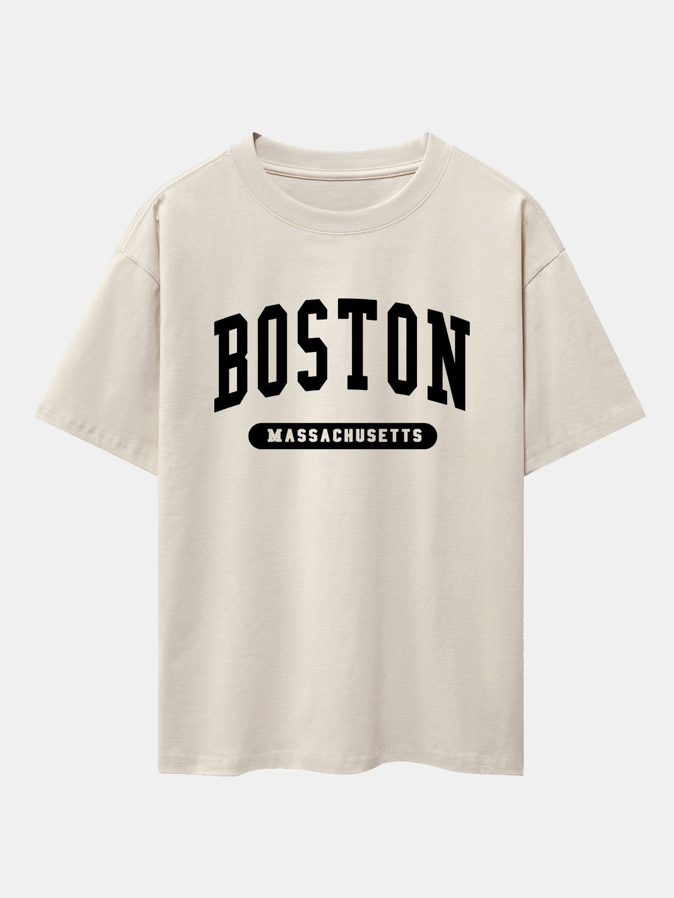 Boston Slogan Print Drop Shoulder Oversize T-Shirt