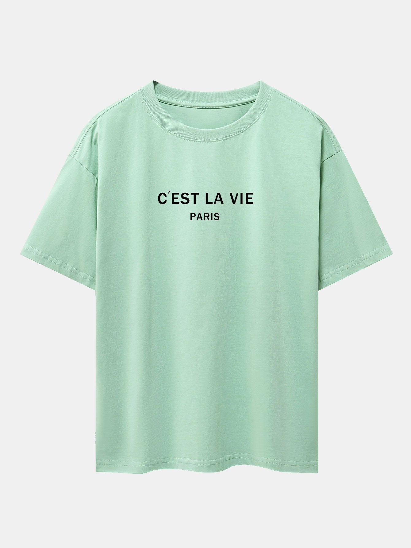 T-shirt oversize à épaules tombantes et imprimé lettre Paris