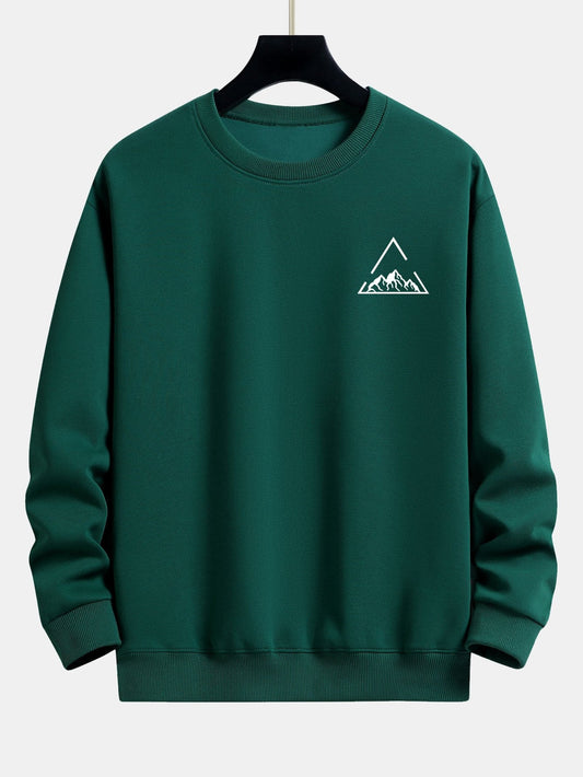 Sweat-shirt coupe décontractée à imprimé triangle et montagne