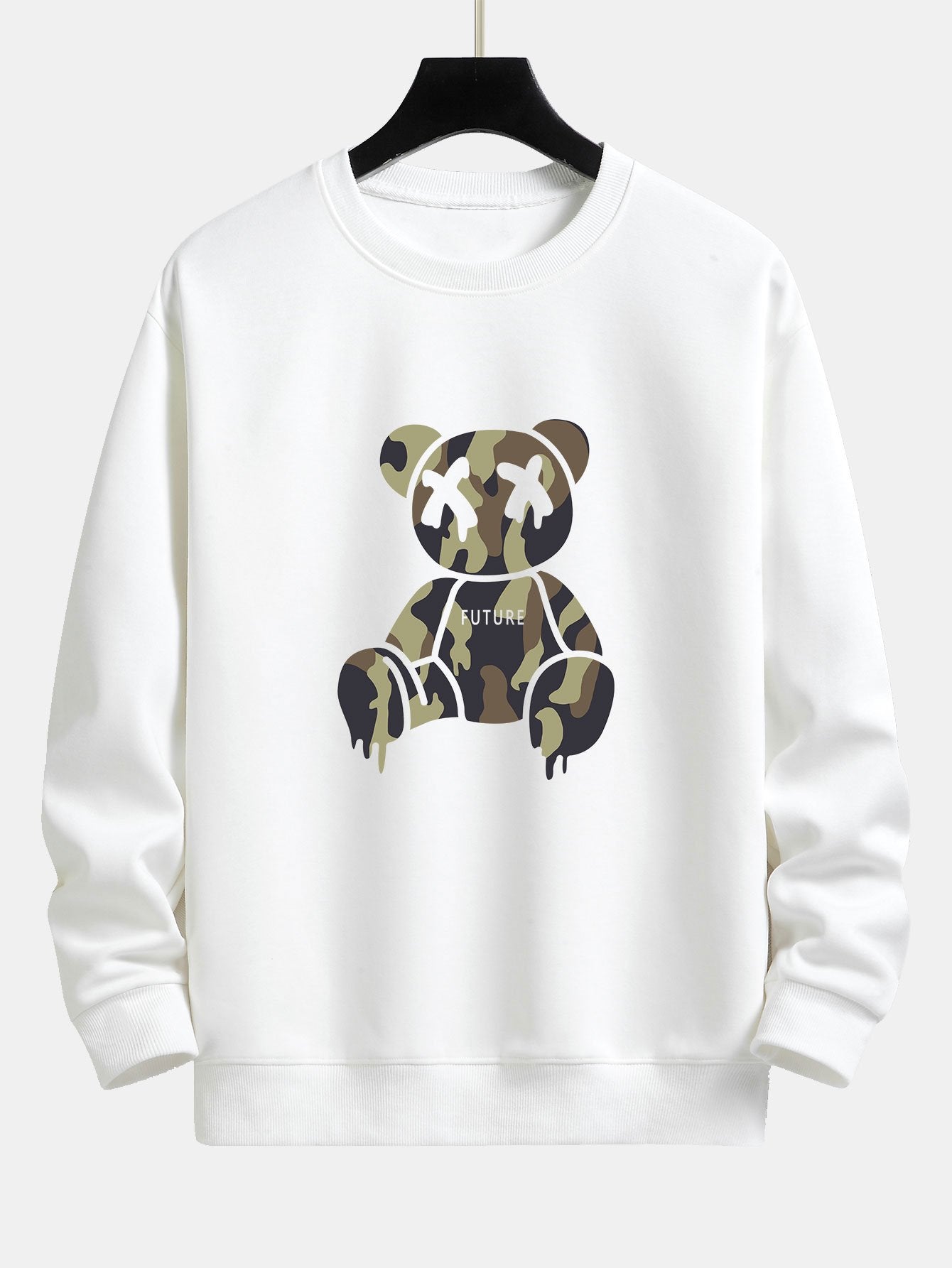 Camouflage Dissolving Bear Print Relax Fit Sweatshirt