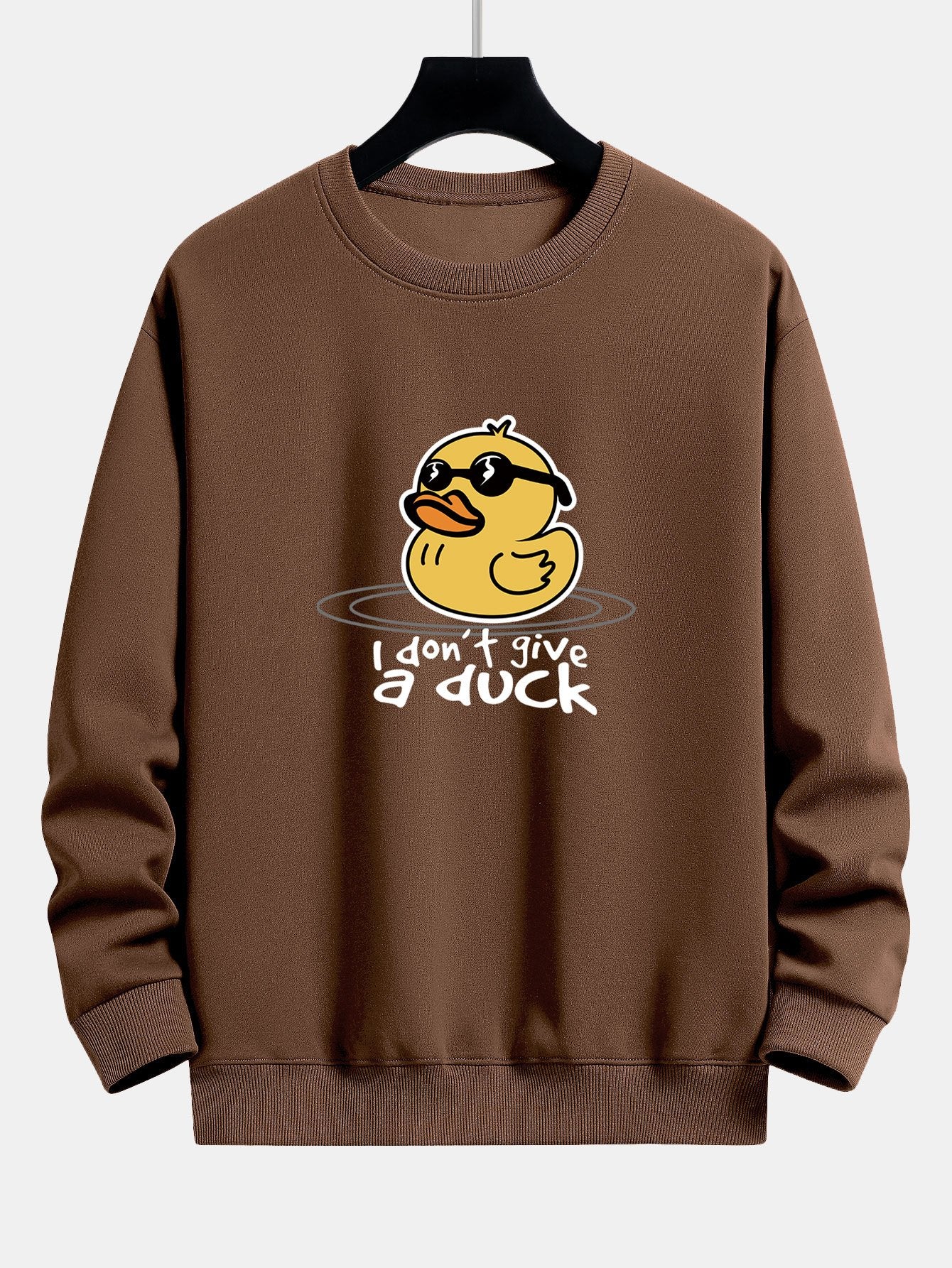 Sweat-shirt coupe décontractée imprimé canard jaune avec lunettes de soleil