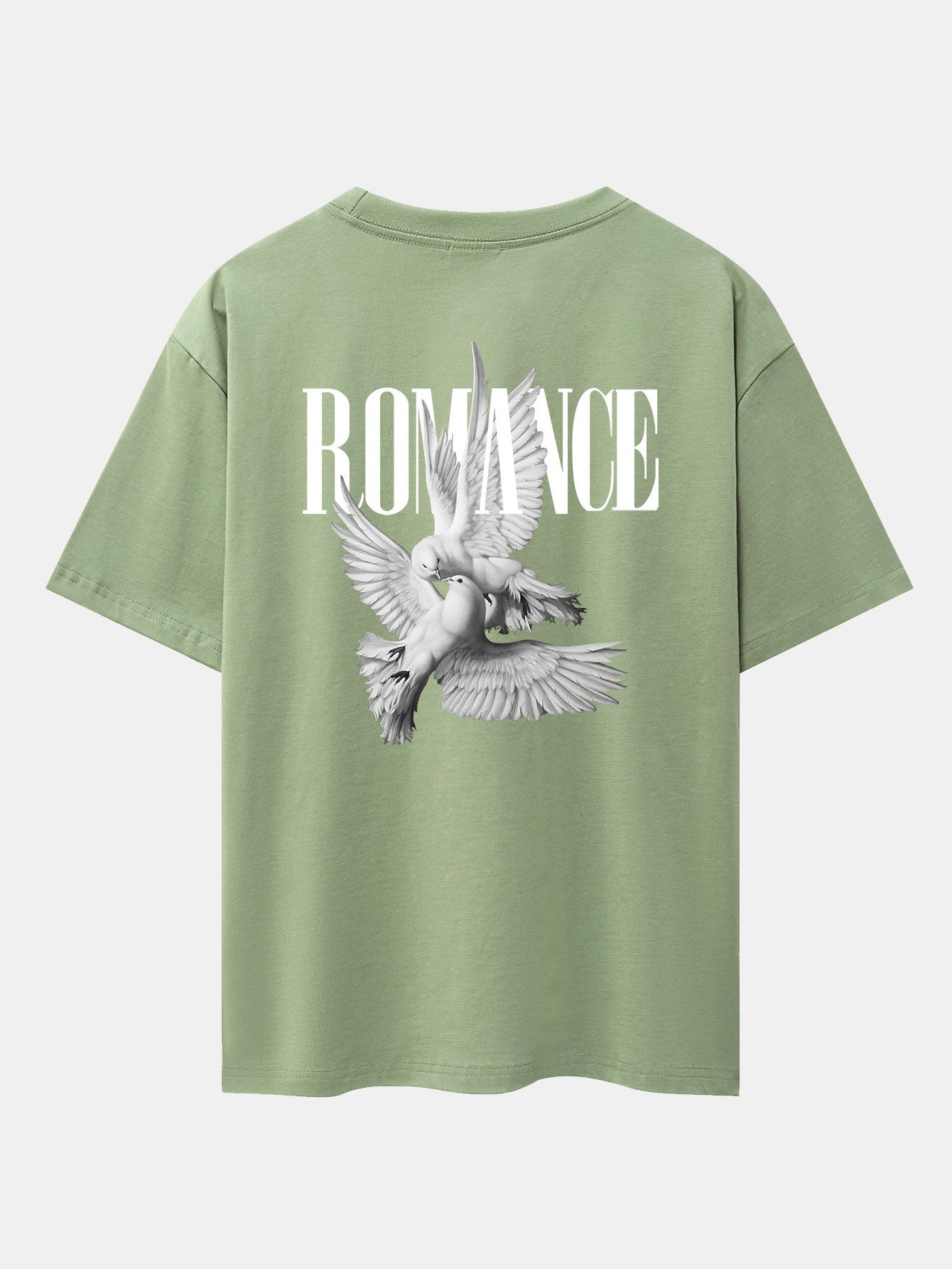 Romance Pigeon Slogan Back Print Drop Shoulder Oversize T-Shirt