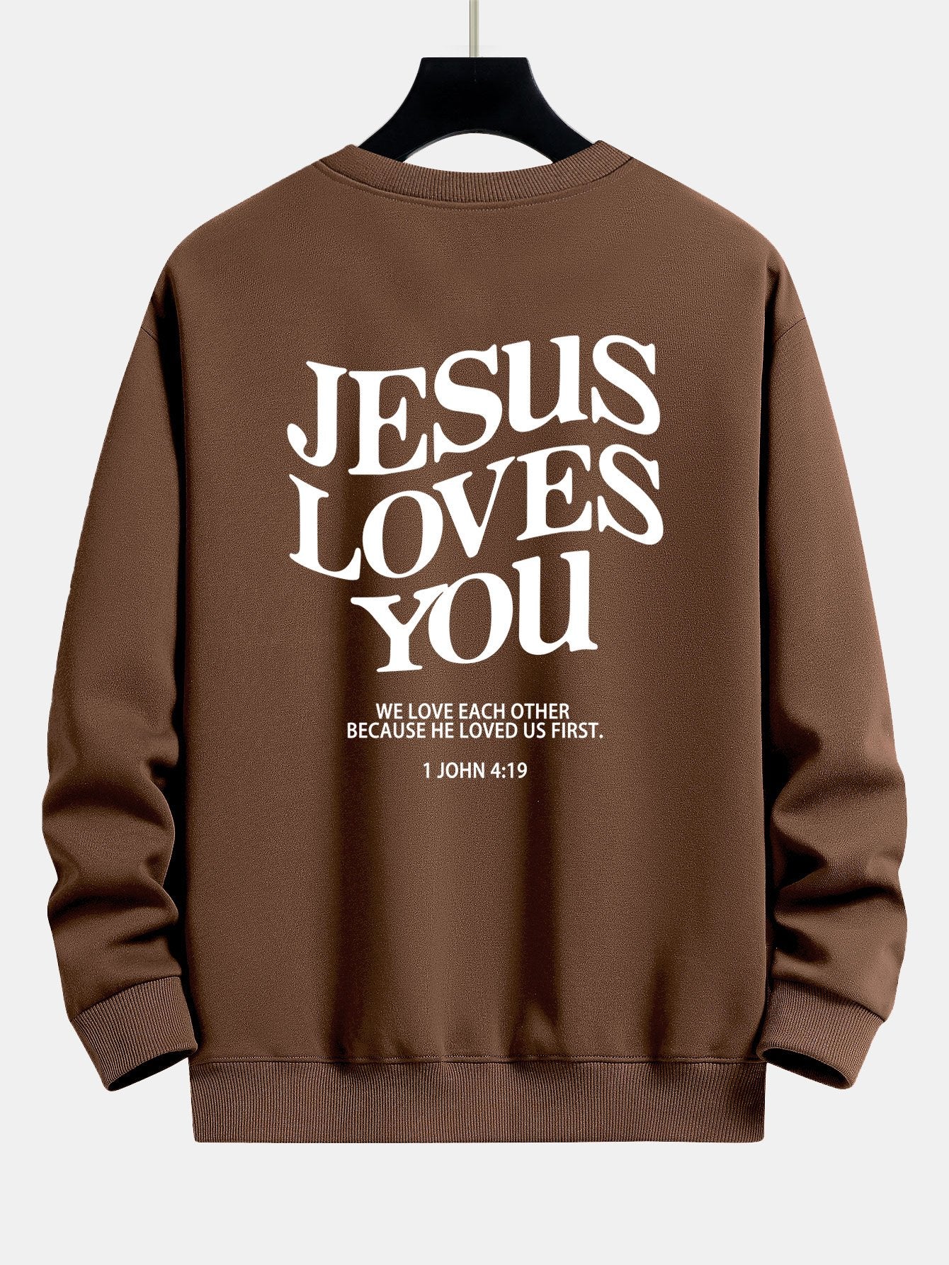 Sweat-shirt coupe décontractée à imprimé Jesus Loves You Back