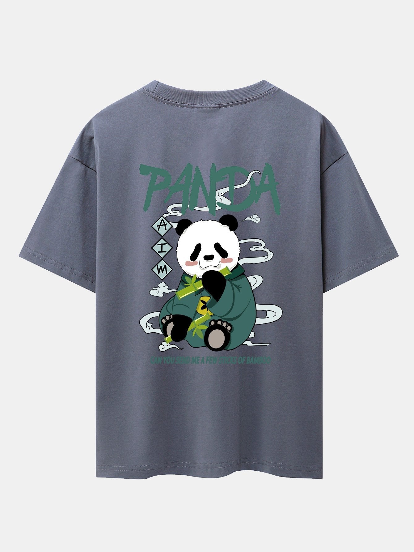 Cute Panda Back Print Oversize T-Shirt