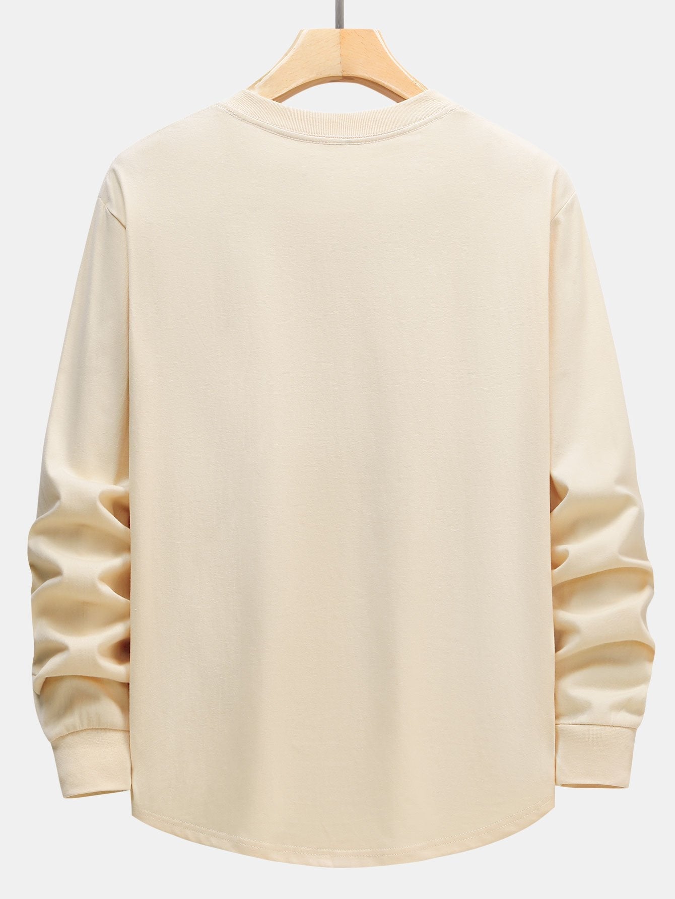 Basic Long Sleeve Heavy Weight Arc Hem T-Shirt