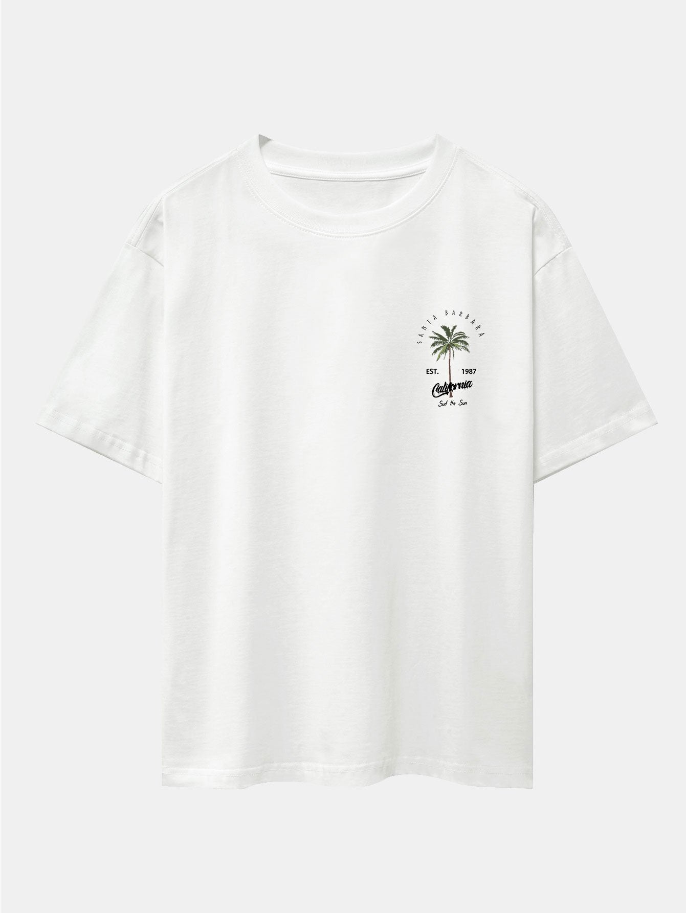 California Palm Tree Print Drop Shoulder Oversize T-Shirt