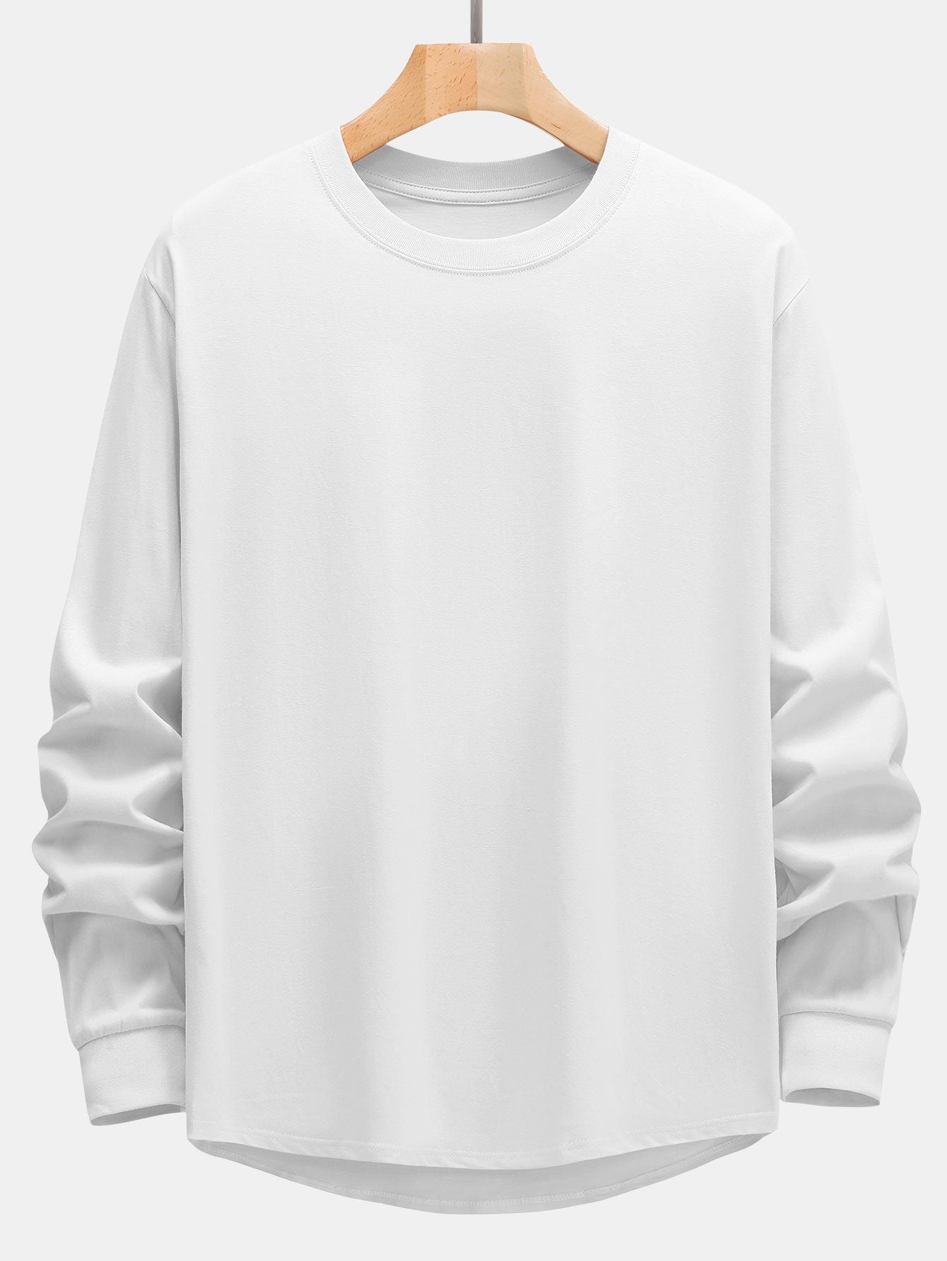 Basic Long Sleeve Heavy Weight Arc Hem T-Shirt