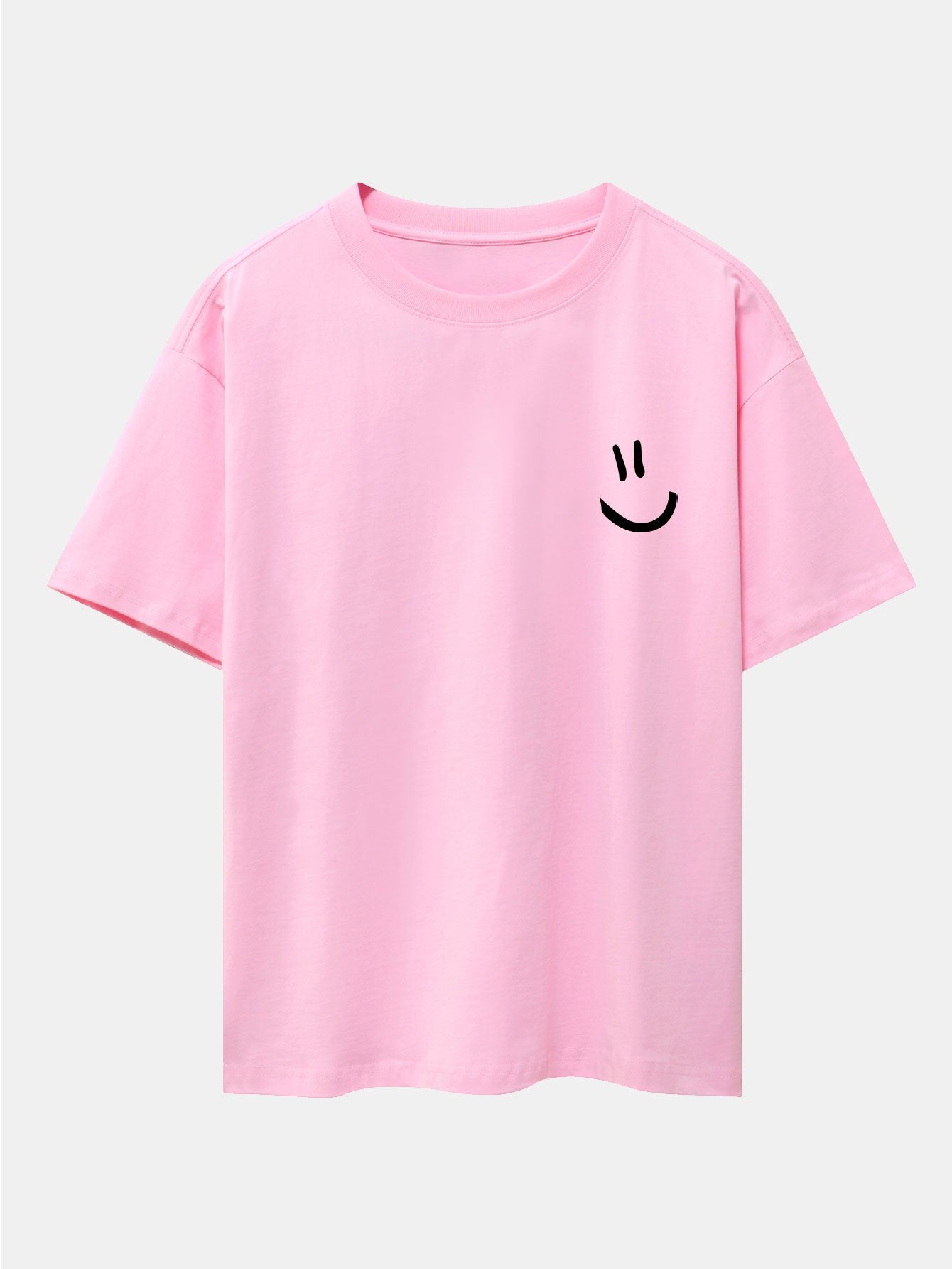 Smiley Face Print Drop Shoulder Oversize T-Shirt