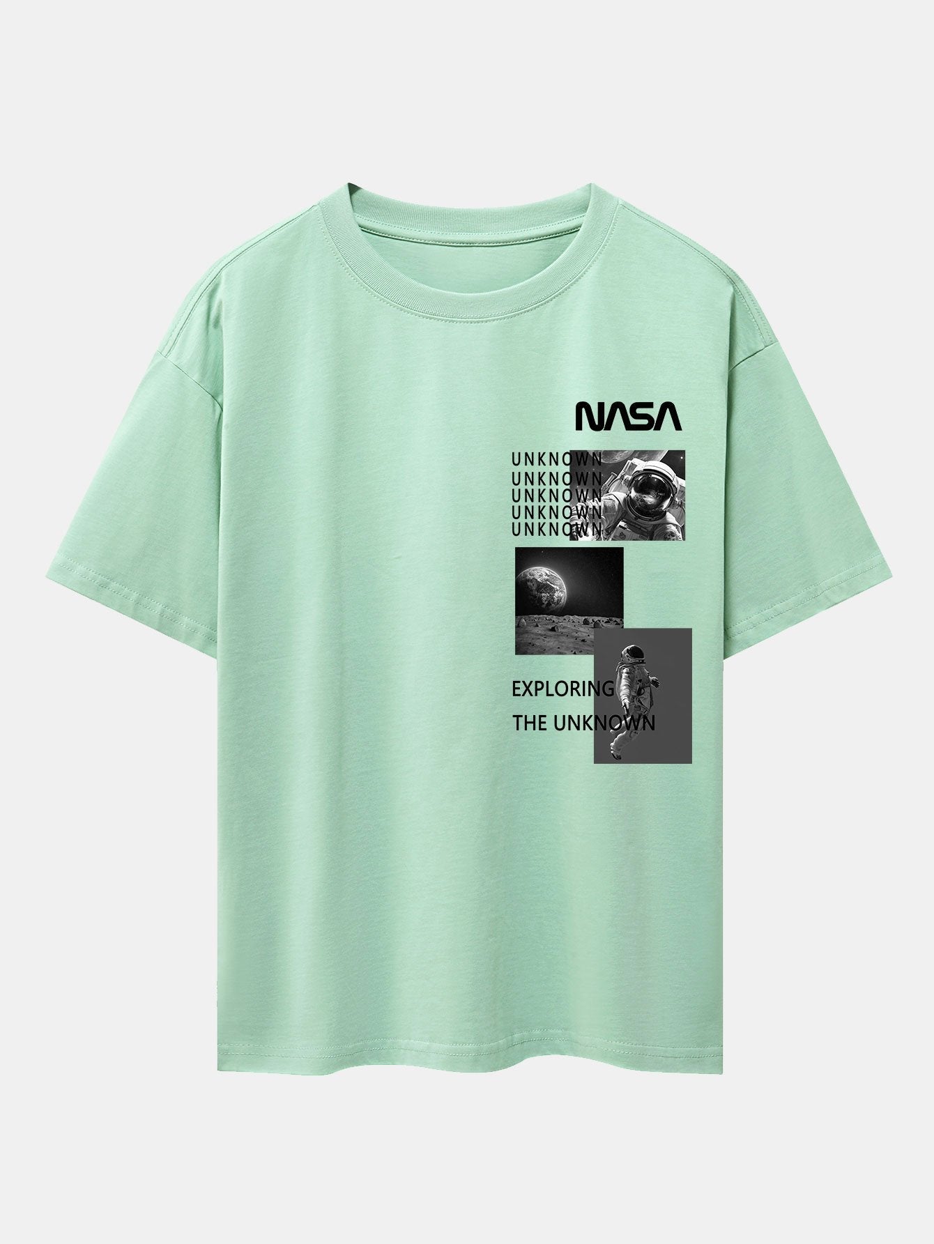 NASA Moon Landing Print Drop Shoulder Oversize T-Shirt