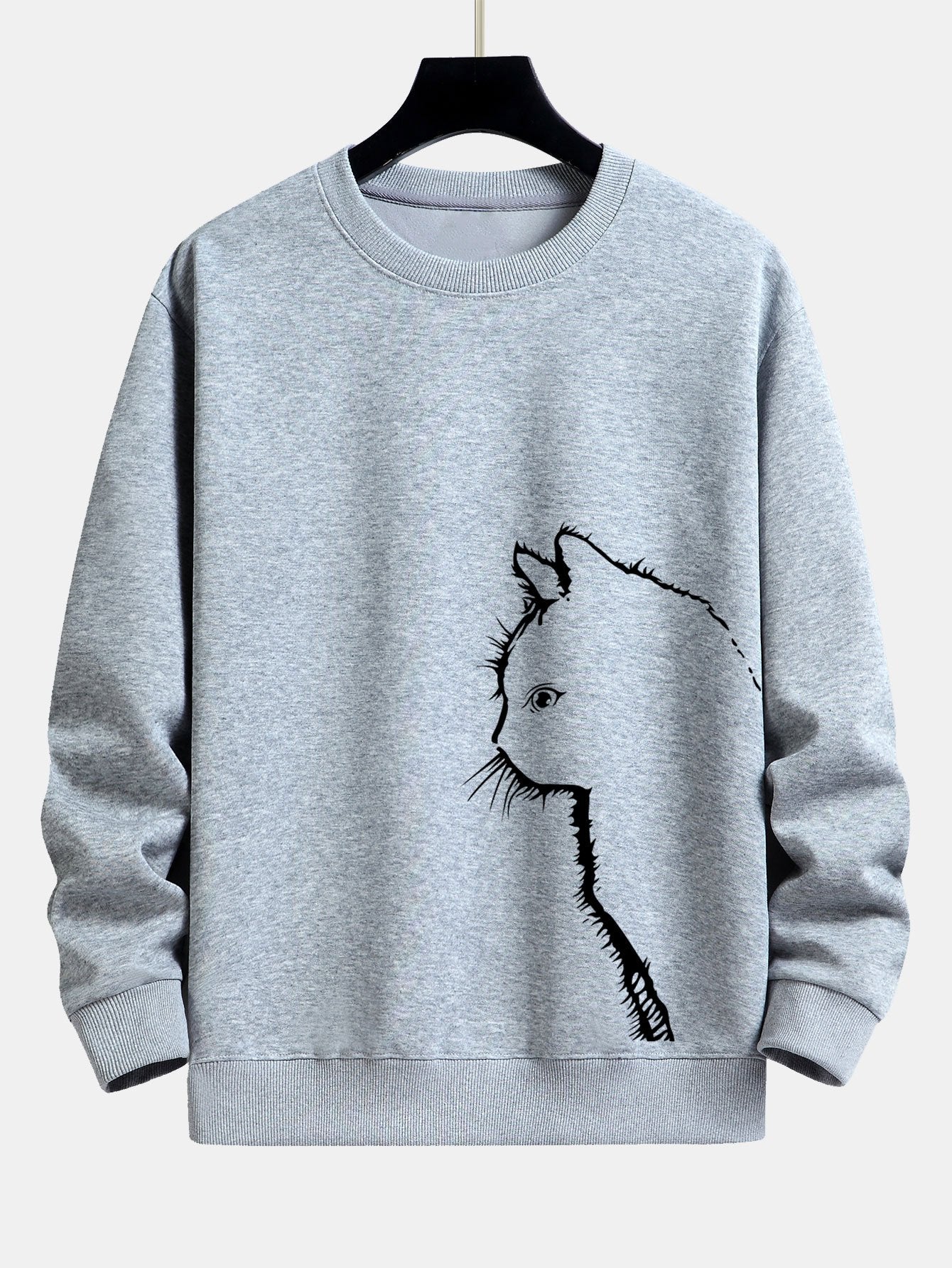 Sweat-shirt coupe décontractée à imprimé silhouette de chat