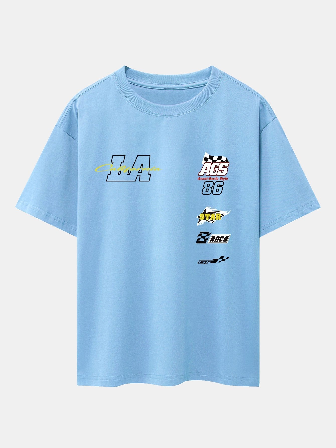 LA Racing Slogan Print Drop Shoulder Oversize T-Shirt