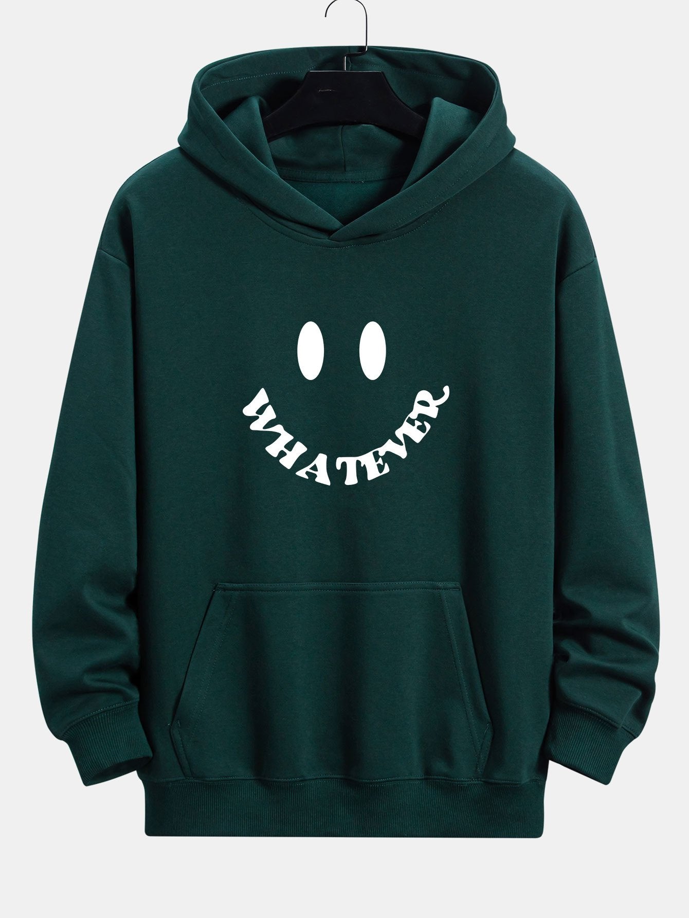 Sweat à capuche coupe décontractée à imprimé smiley et slogan