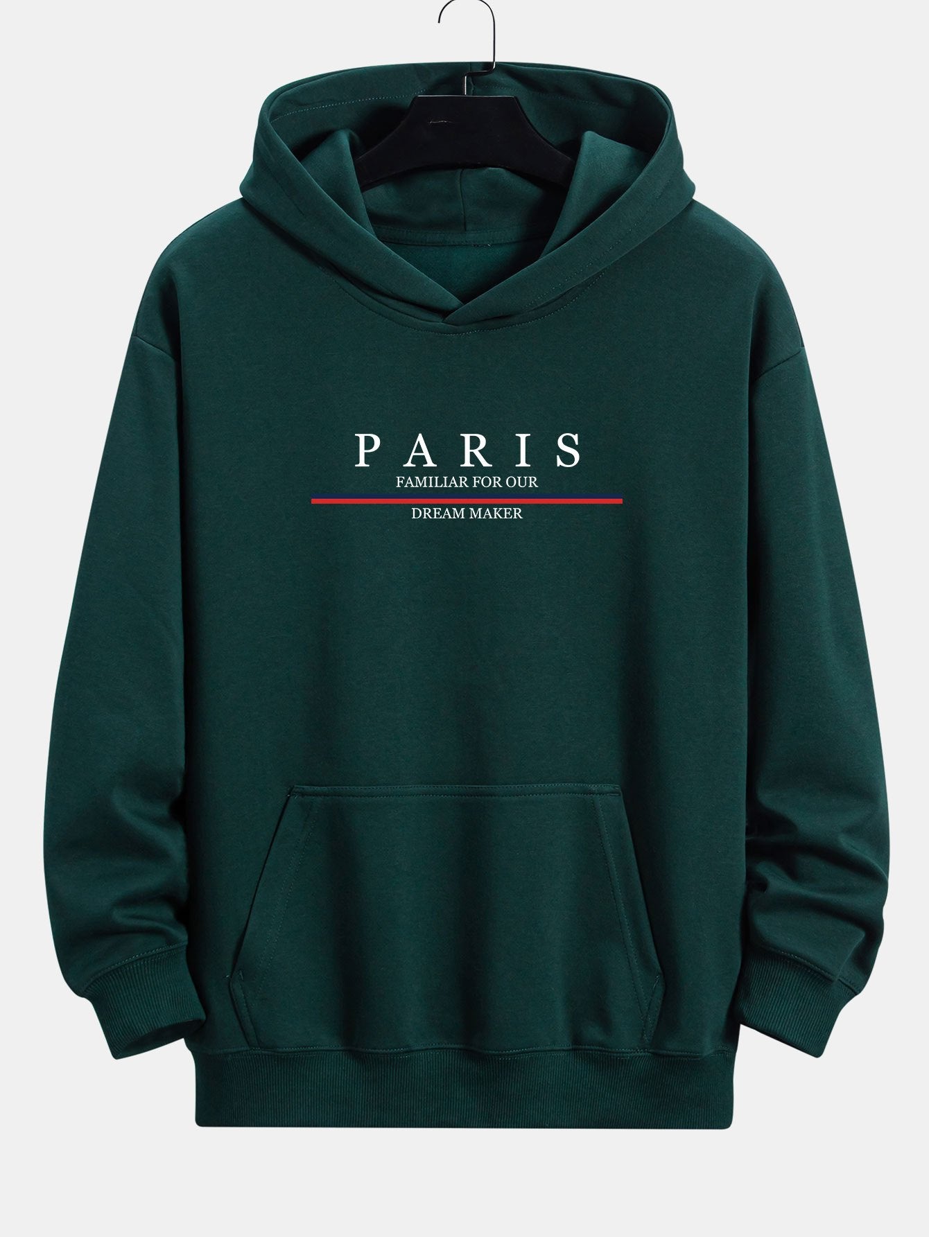 Sweat à capuche coupe décontractée à rayures Paris et imprimé slogan