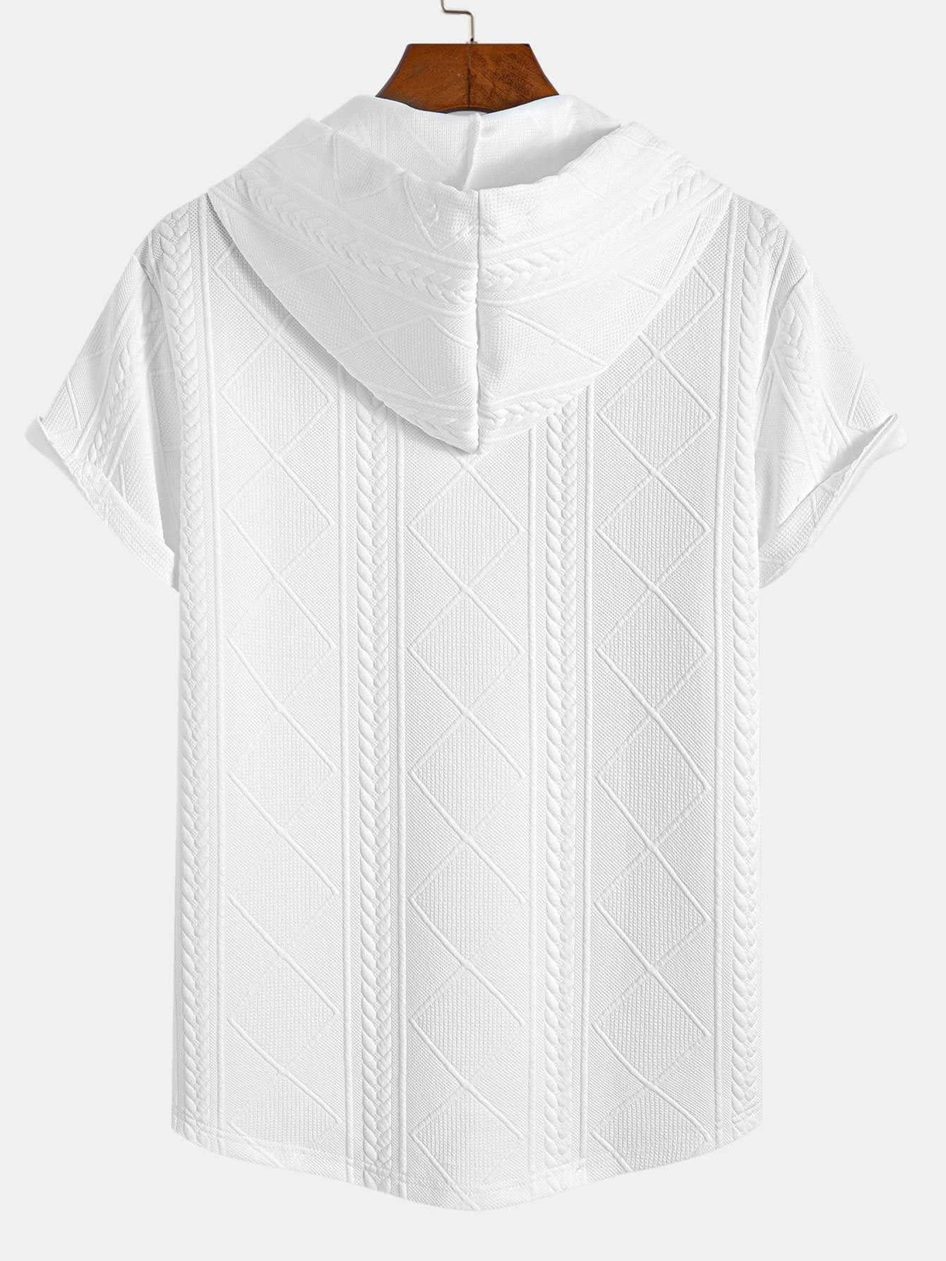 Geometry Jacquard Hooded Arc Hem T-Shirt