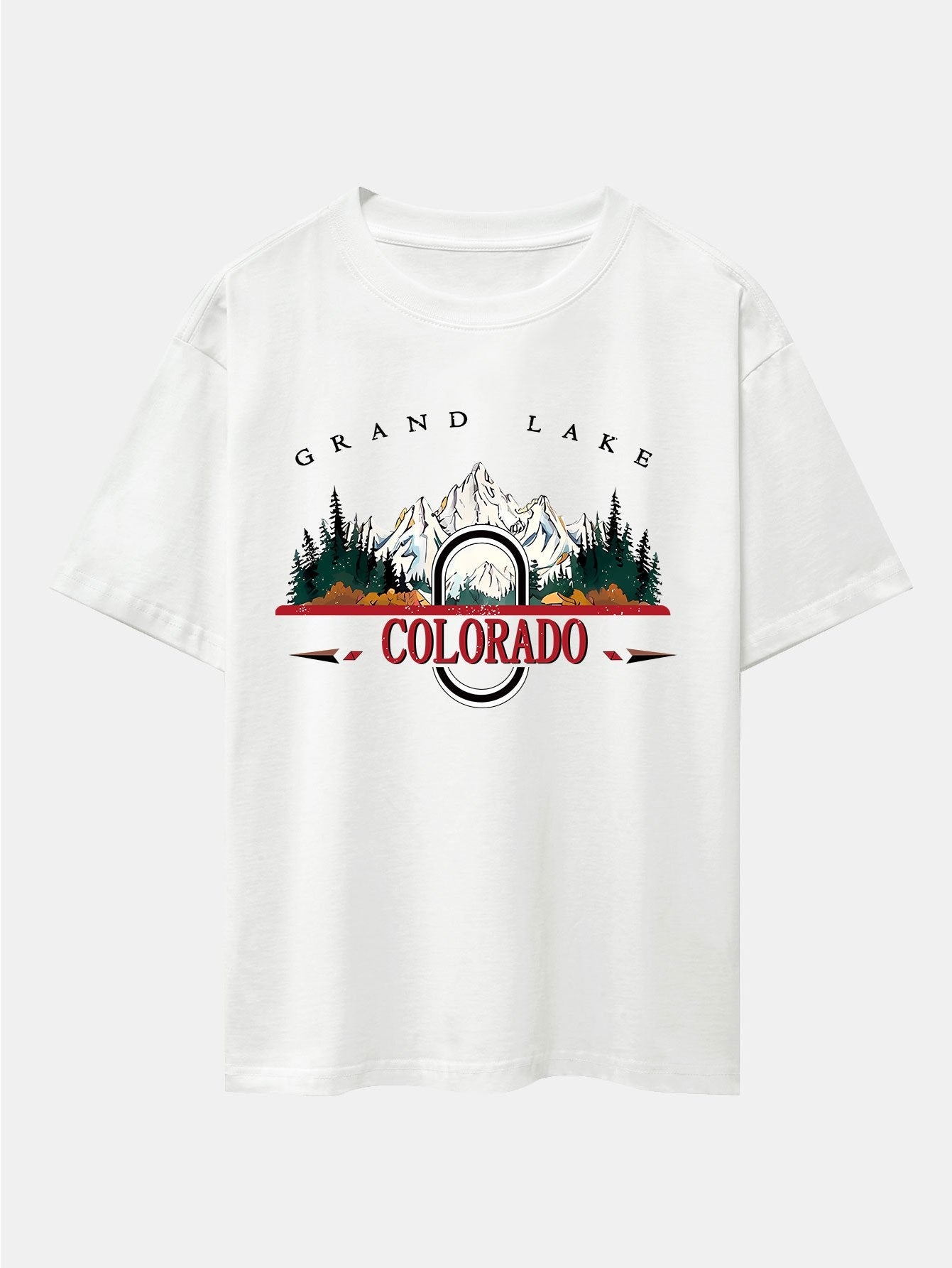 Colorado Mountain Print Drop Shoulder Oversize T-Shirt