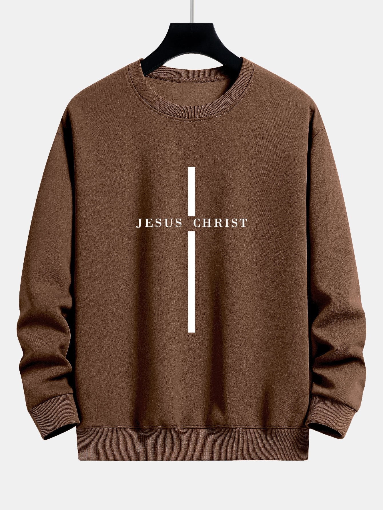 Sweat-shirt décontracté à imprimé rayé Jesus Christ