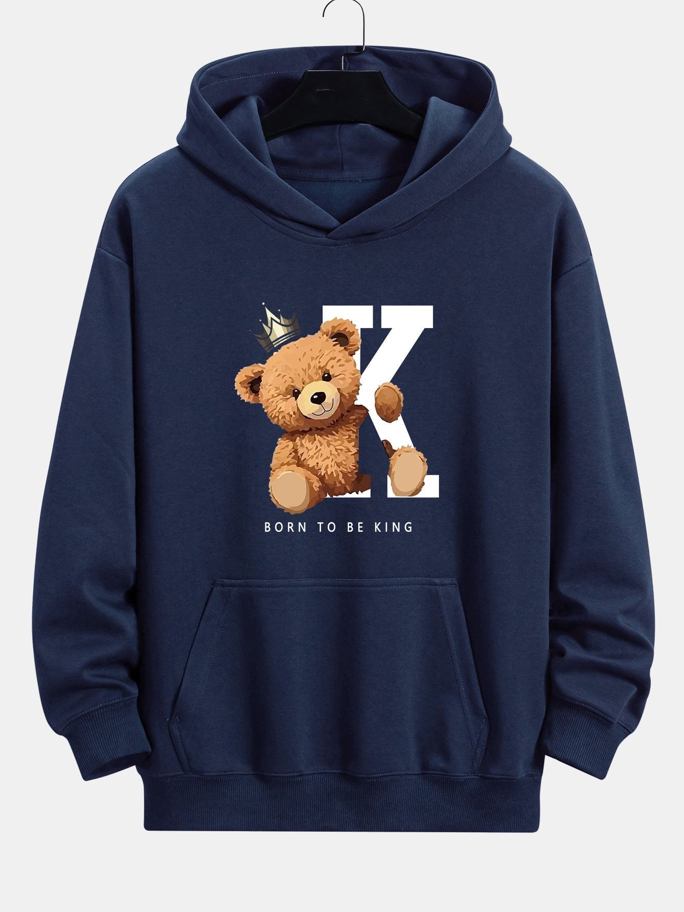 Crown King Bear Print Relax Fit Hoodie