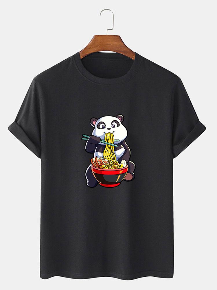 Panda Eating Ramen Print T-Shirt