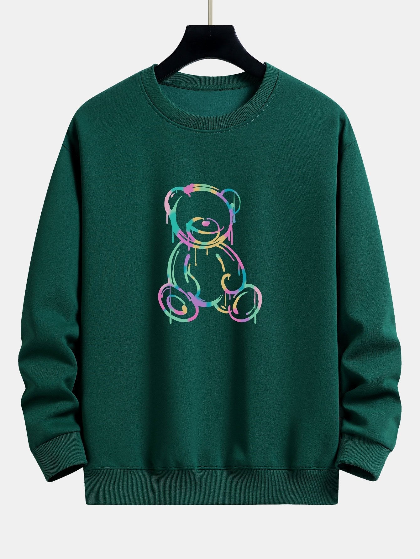 Colorful Dissolving Bear Print Relax Fit Sweatshirt