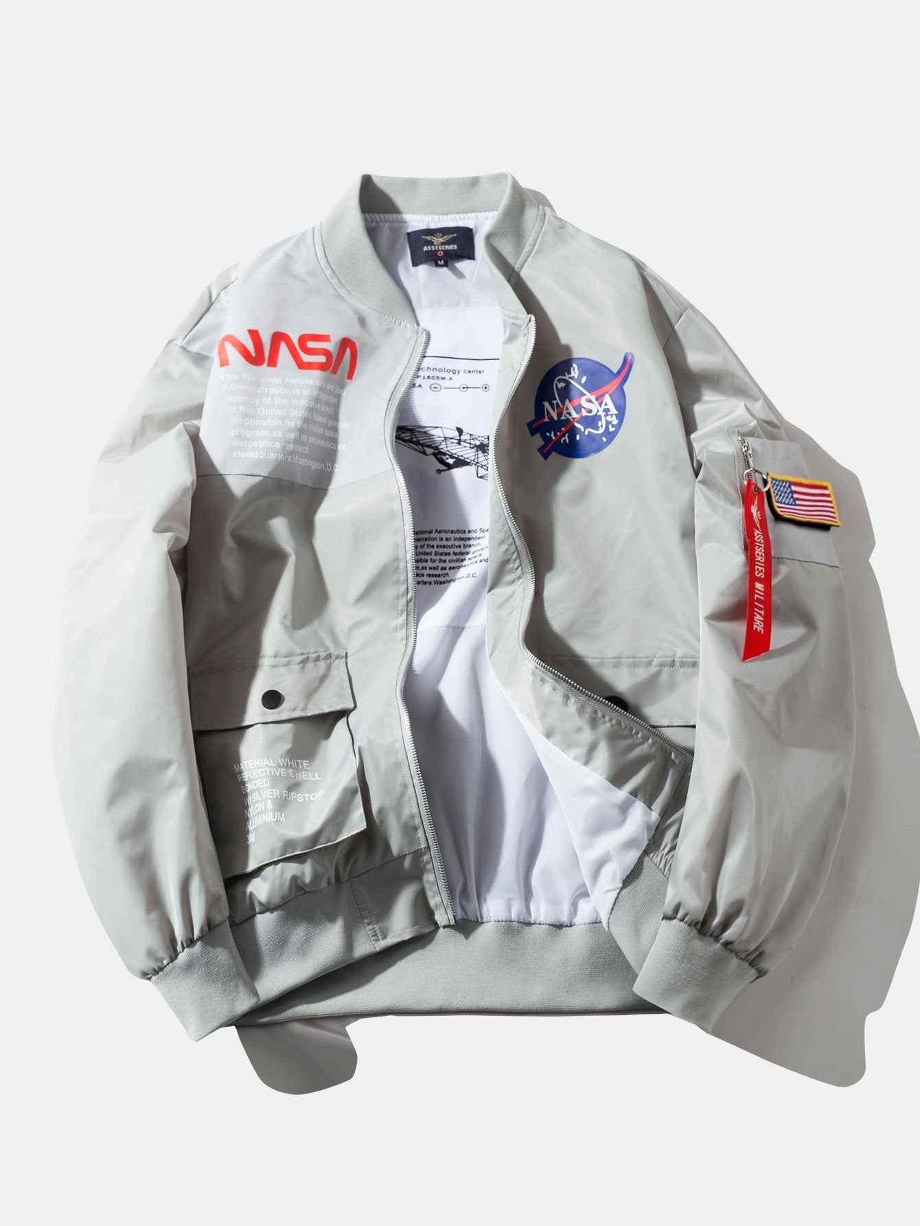 Oversized NASA Print Bomber Jacket