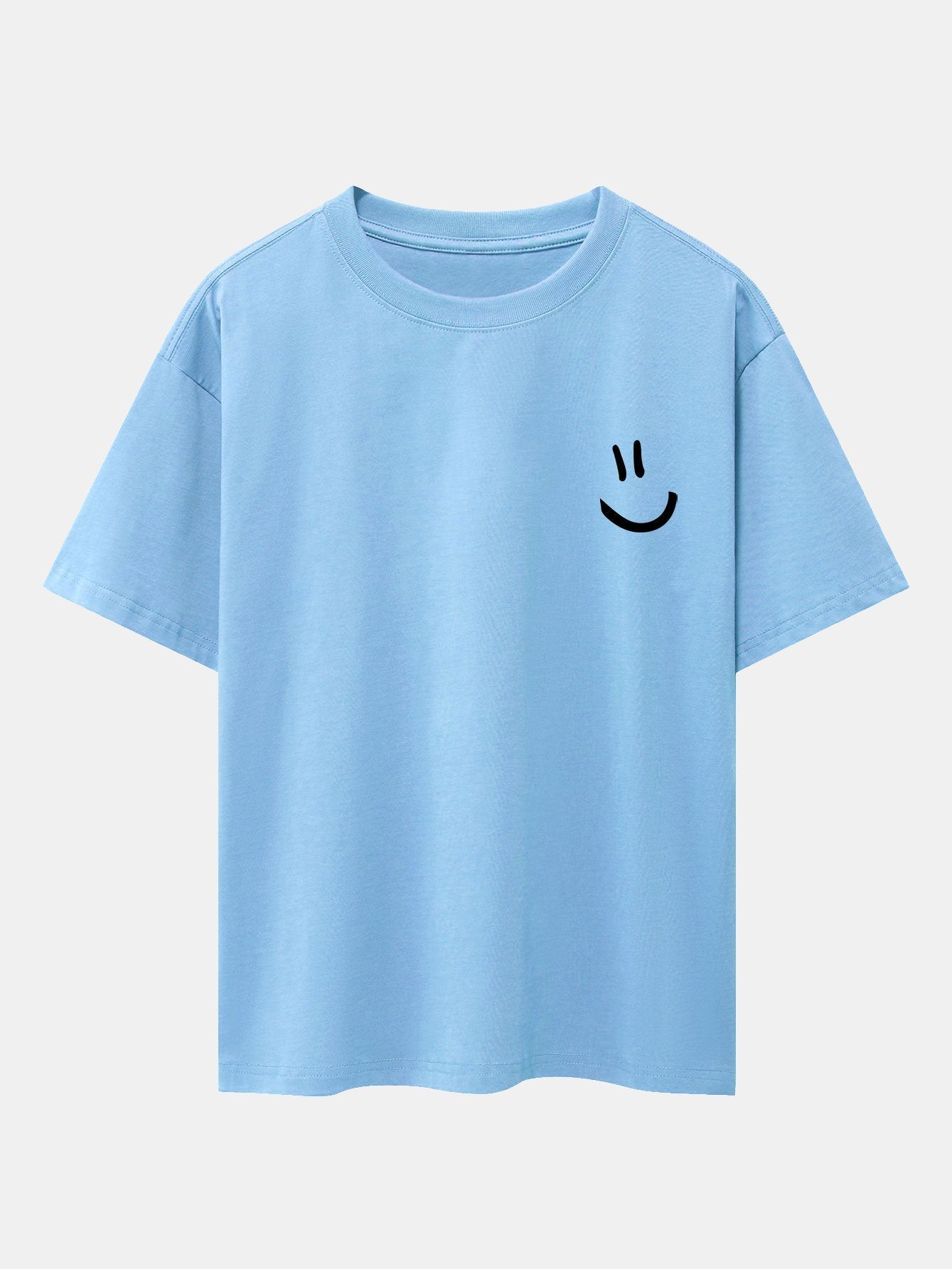 Smiley Face Print Drop Shoulder Oversize T-Shirt