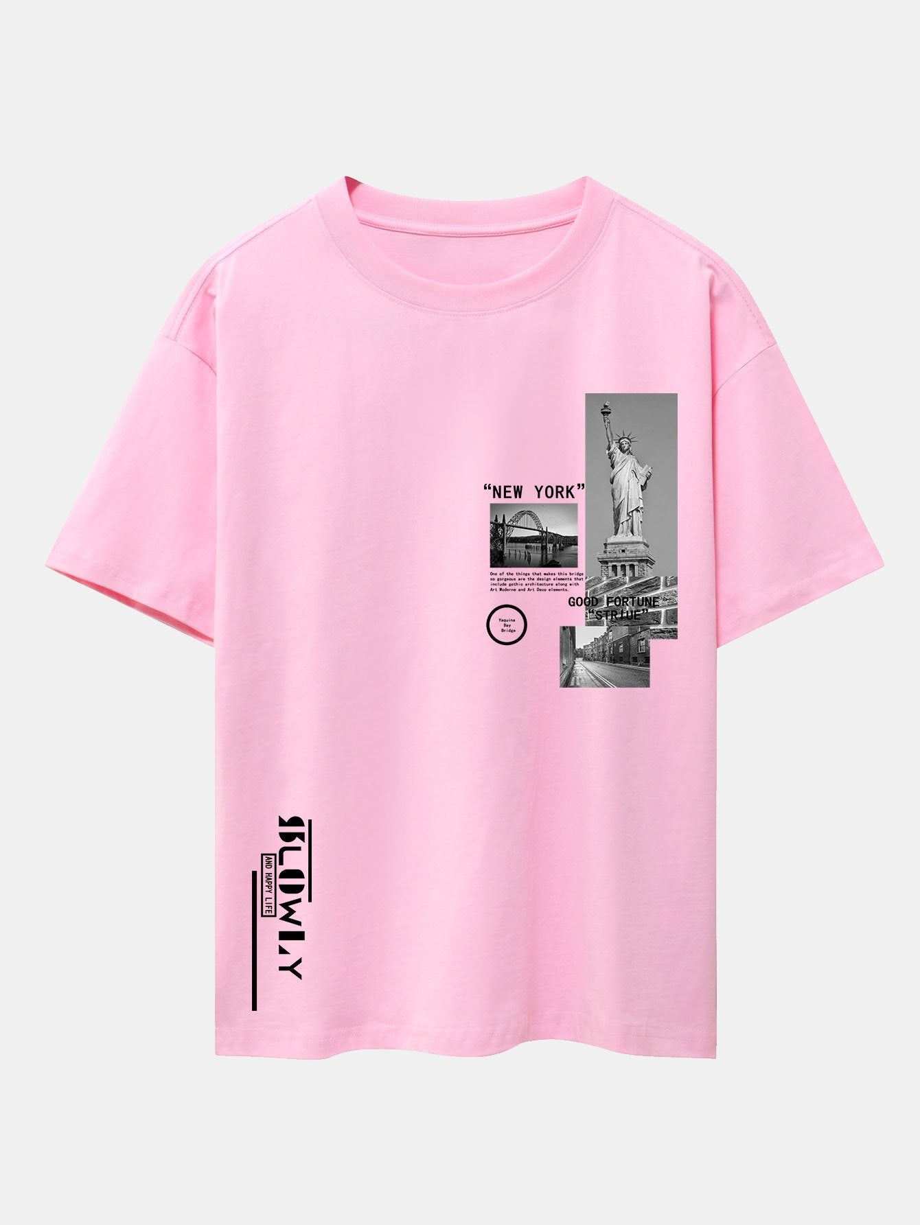 New York Architecture Print Drop Shoulder Oversize T-Shirt