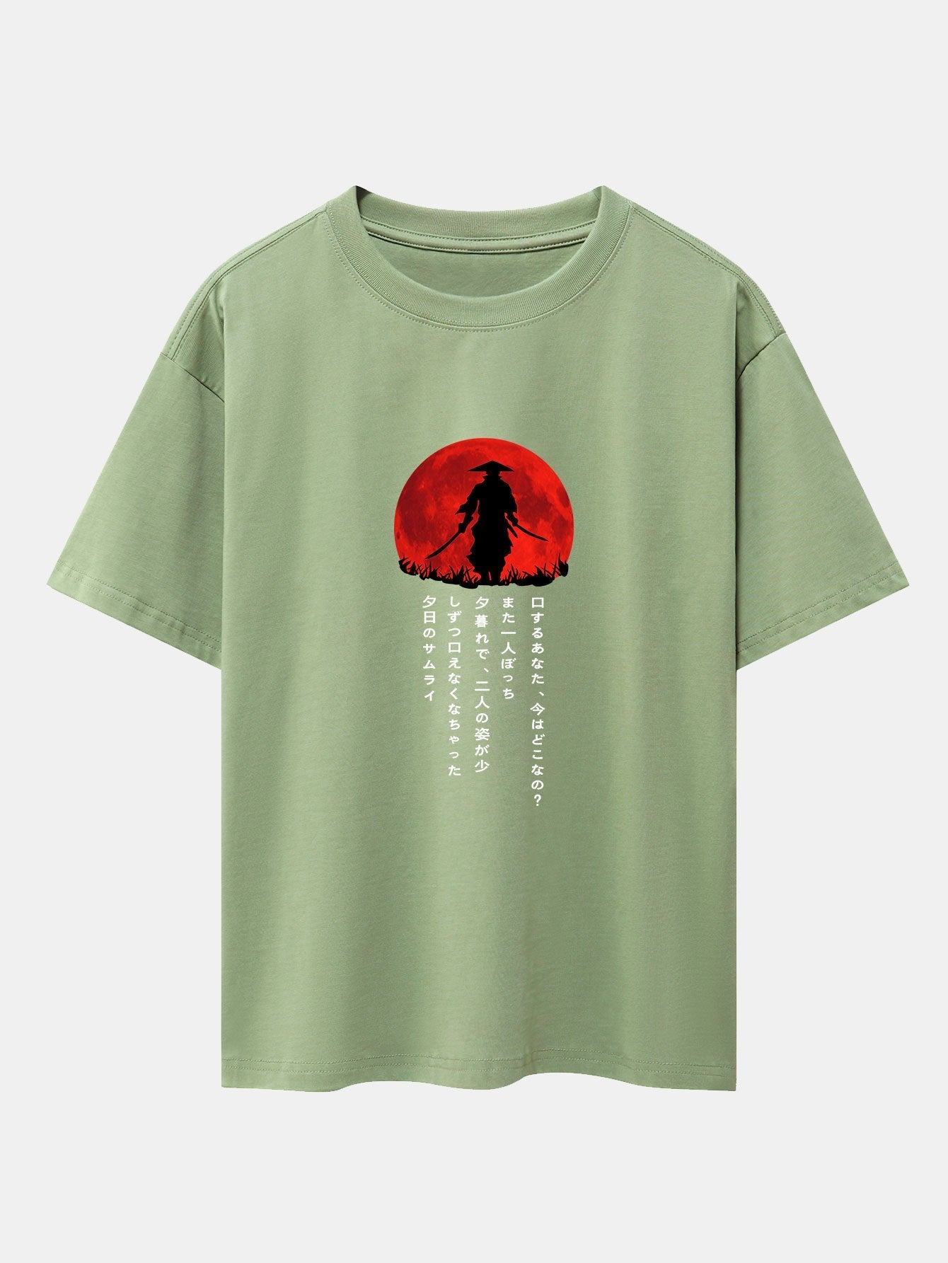 Japanese Samurai Print Drop Shoulder Oversize T-Shirt