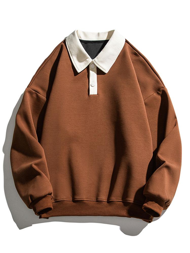 Relax Fit Contrast Polo Sweatshirt