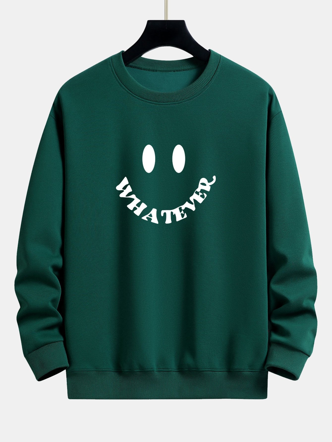 Sweat-shirt coupe décontractée à imprimé smiley et slogan