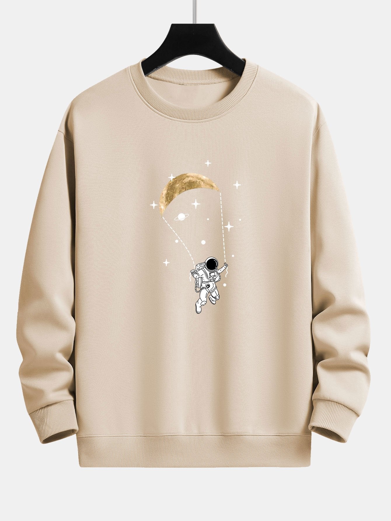 Sweat-shirt coupe décontractée à imprimé astronaute et lune