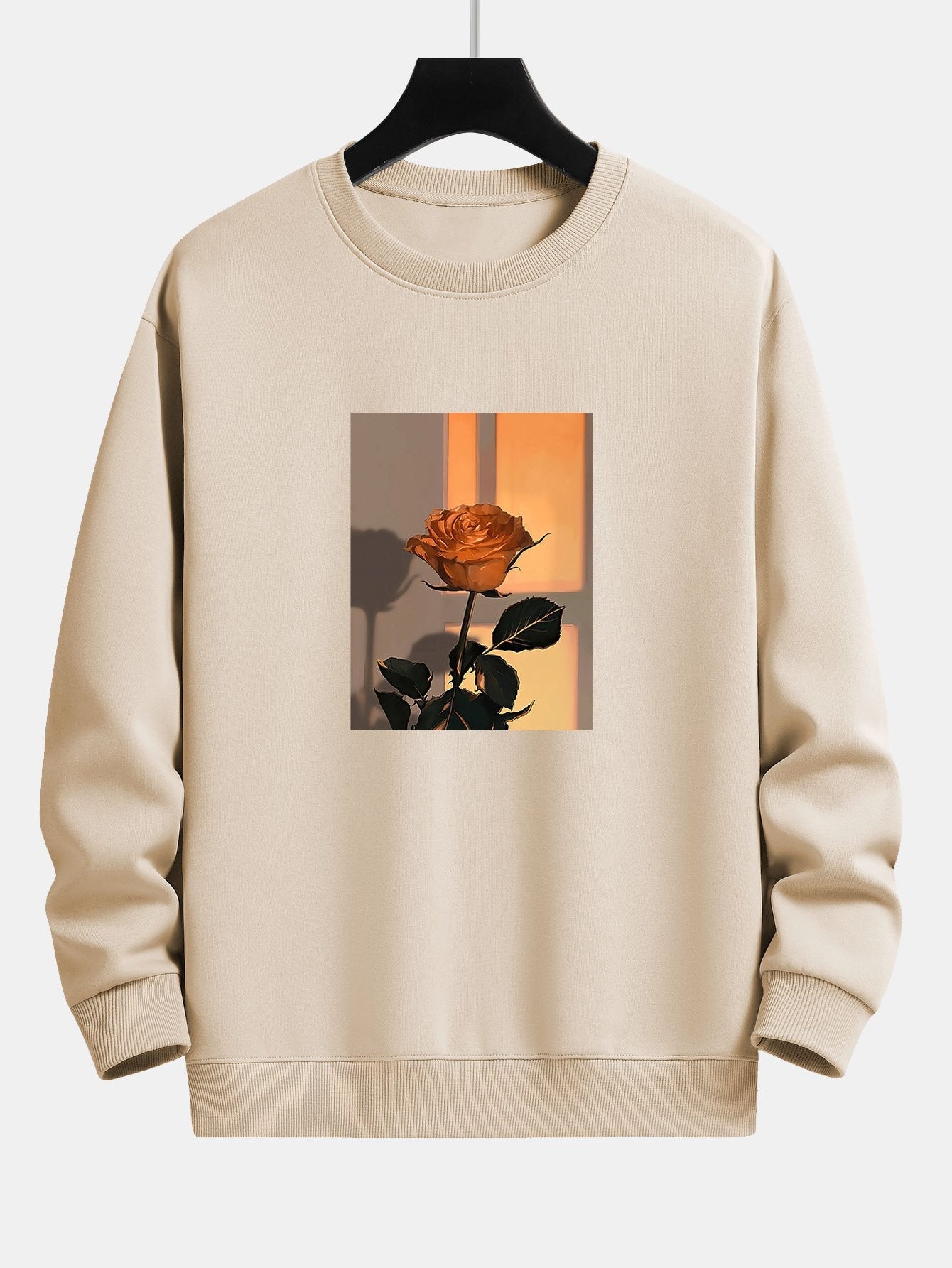 Sweat-shirt coupe décontractée à imprimé Sunset Rose