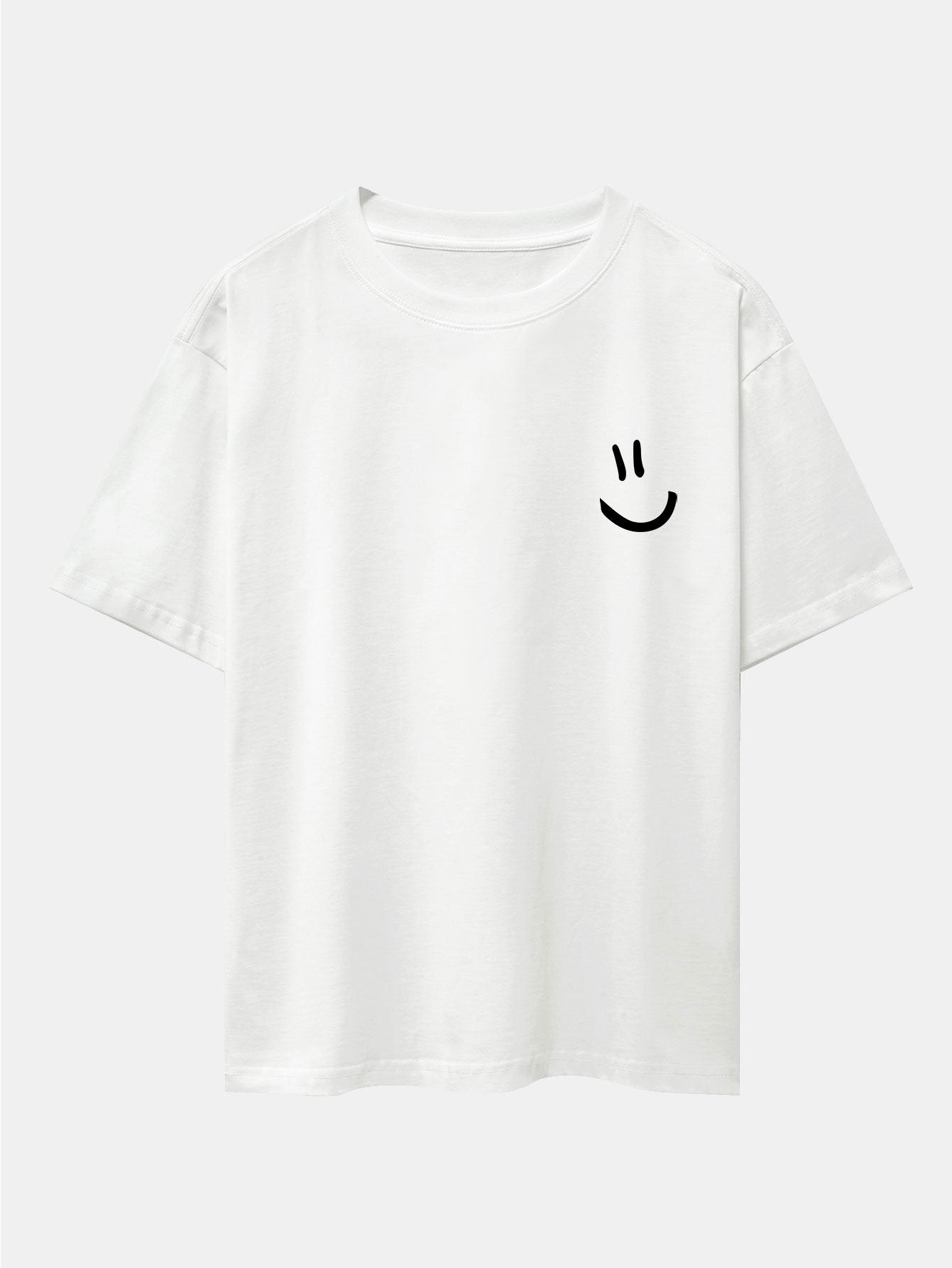 Smiley Face Print Drop Shoulder Oversize T-Shirt