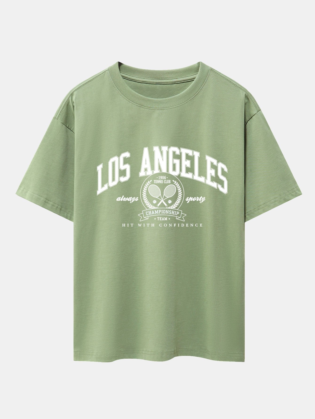 Los Angeles Tennis Print Drop Shoulder Oversize T-Shirt