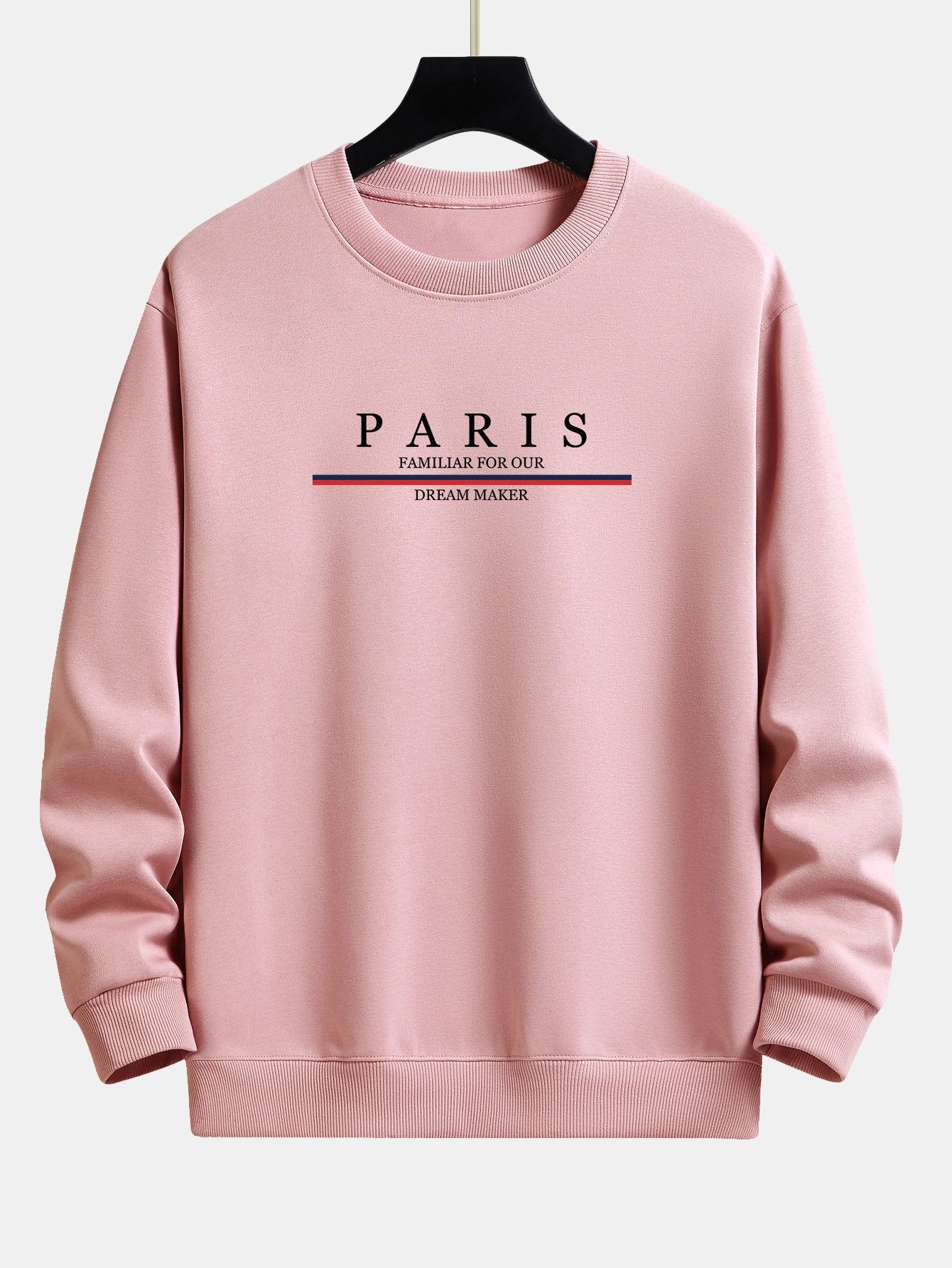 Sweat-shirt coupe décontractée à rayures et slogan Paris