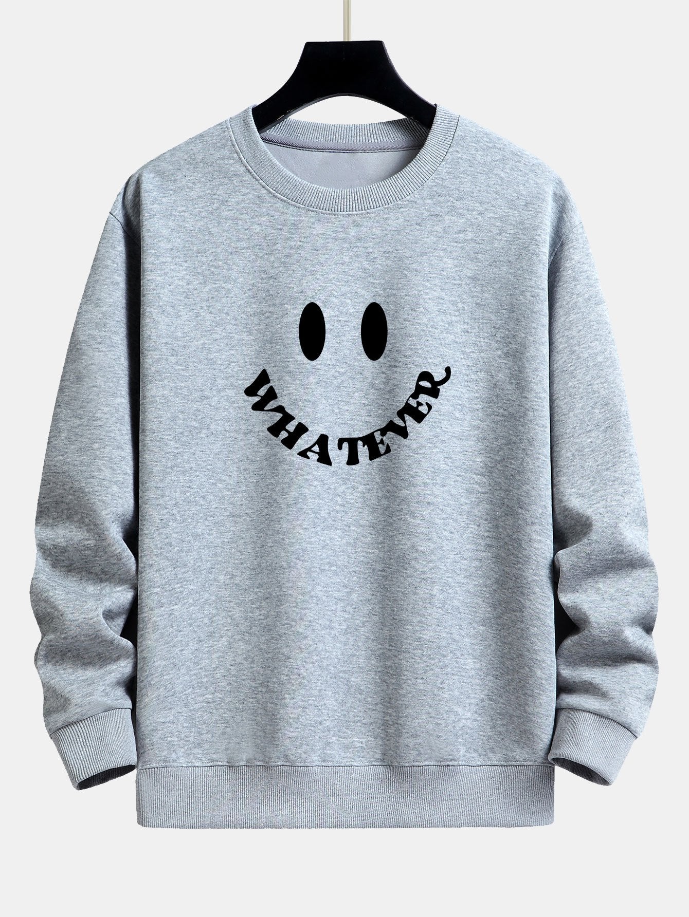 Sweat-shirt coupe décontractée à imprimé smiley et slogan