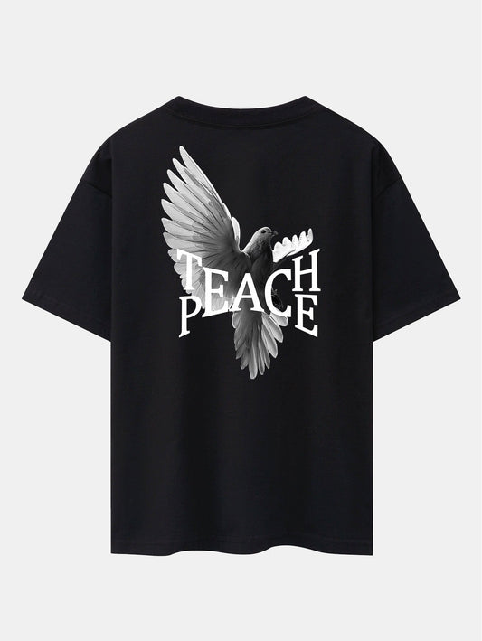 Pigeon Slogan Back Print Drop Shoulder Oversize T-Shirt