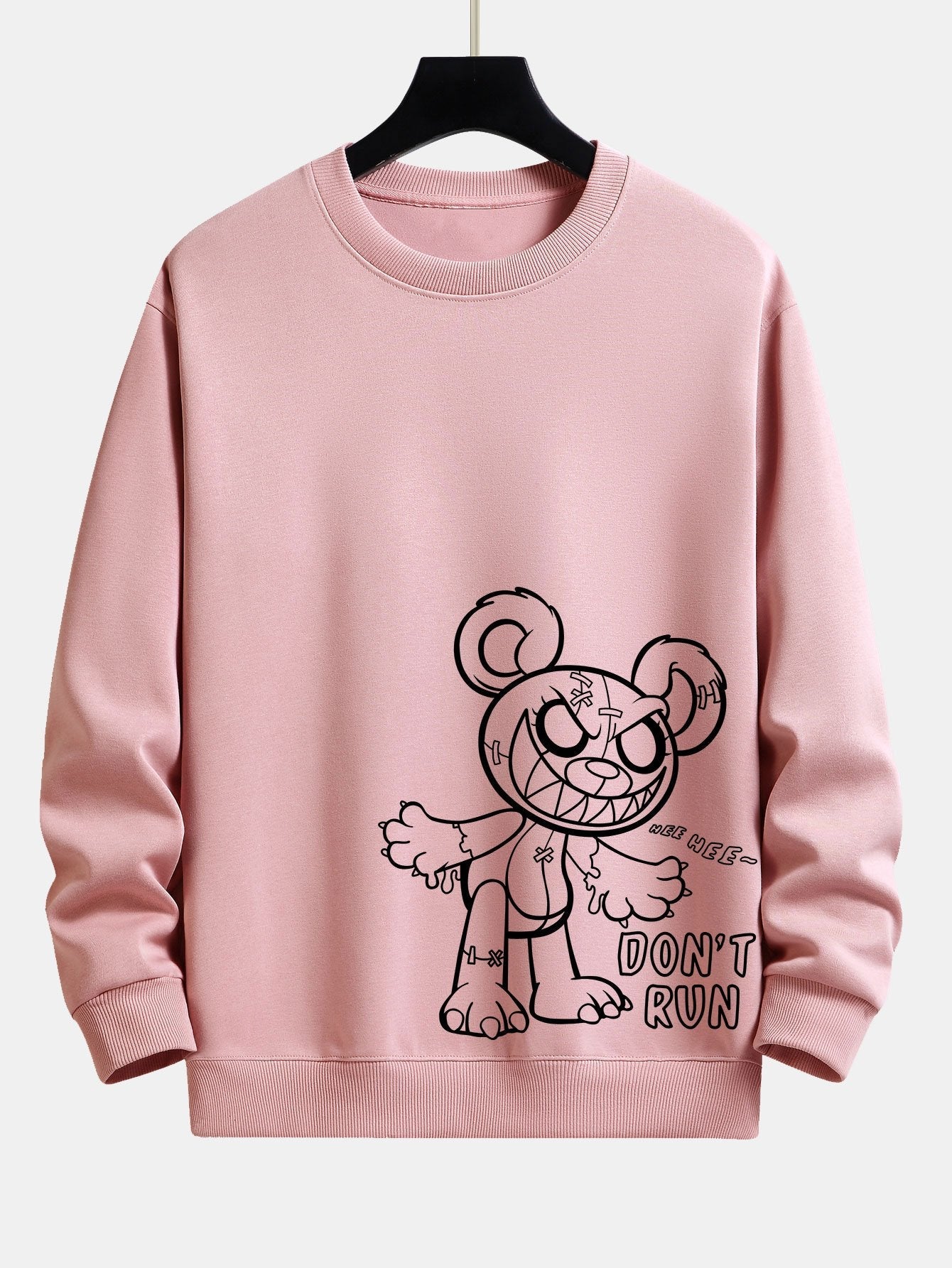 Sweat-shirt coupe décontractée à imprimé ours de dessin animé et slogan