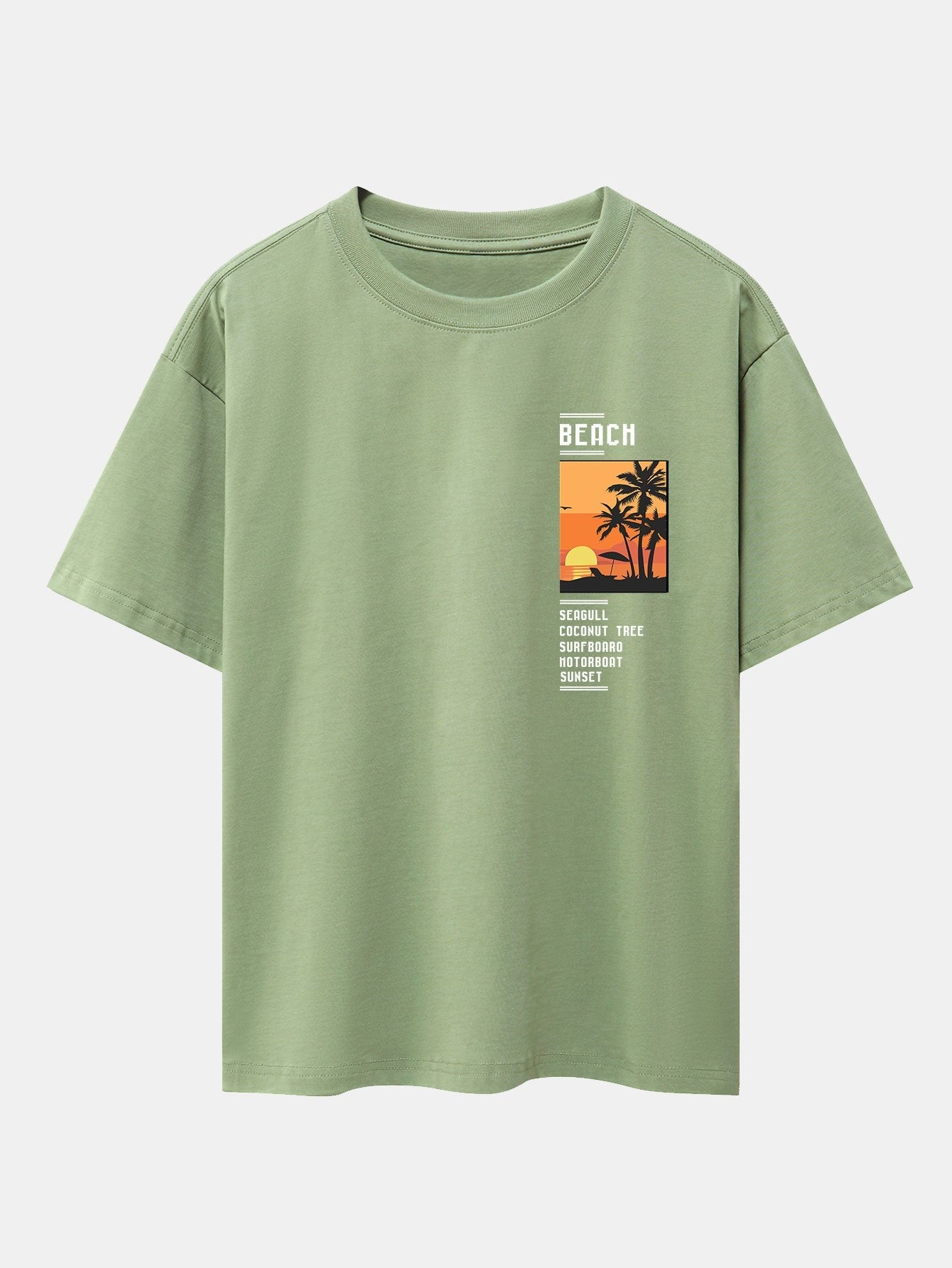 Beach Scenery Slogan Print Drop Shoulder Oversize T-Shirt