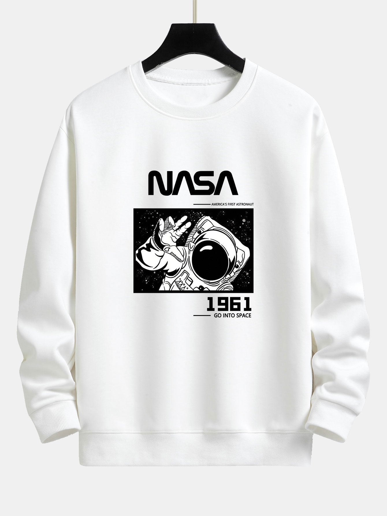 Sweat-shirt décontracté à imprimé slogan astronaute de la NASA