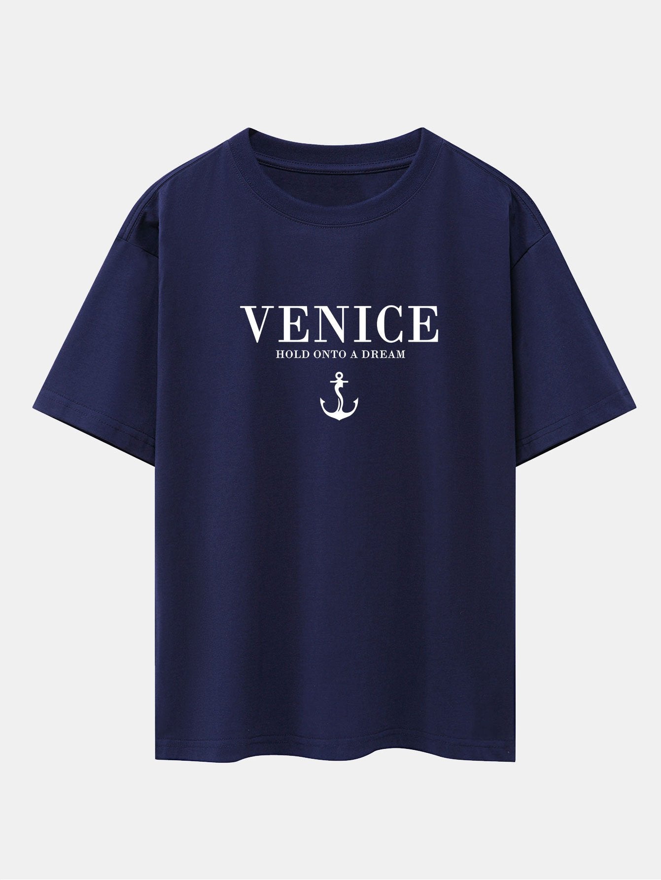 T-shirt oversize à épaules tombantes et imprimé ancre de Venise