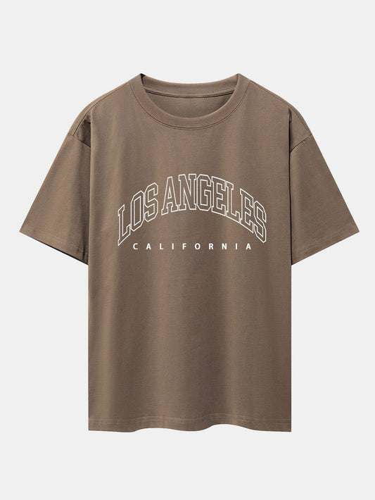 Los Angeles Letter Print Drop Shoulder Oversize T-Shirt