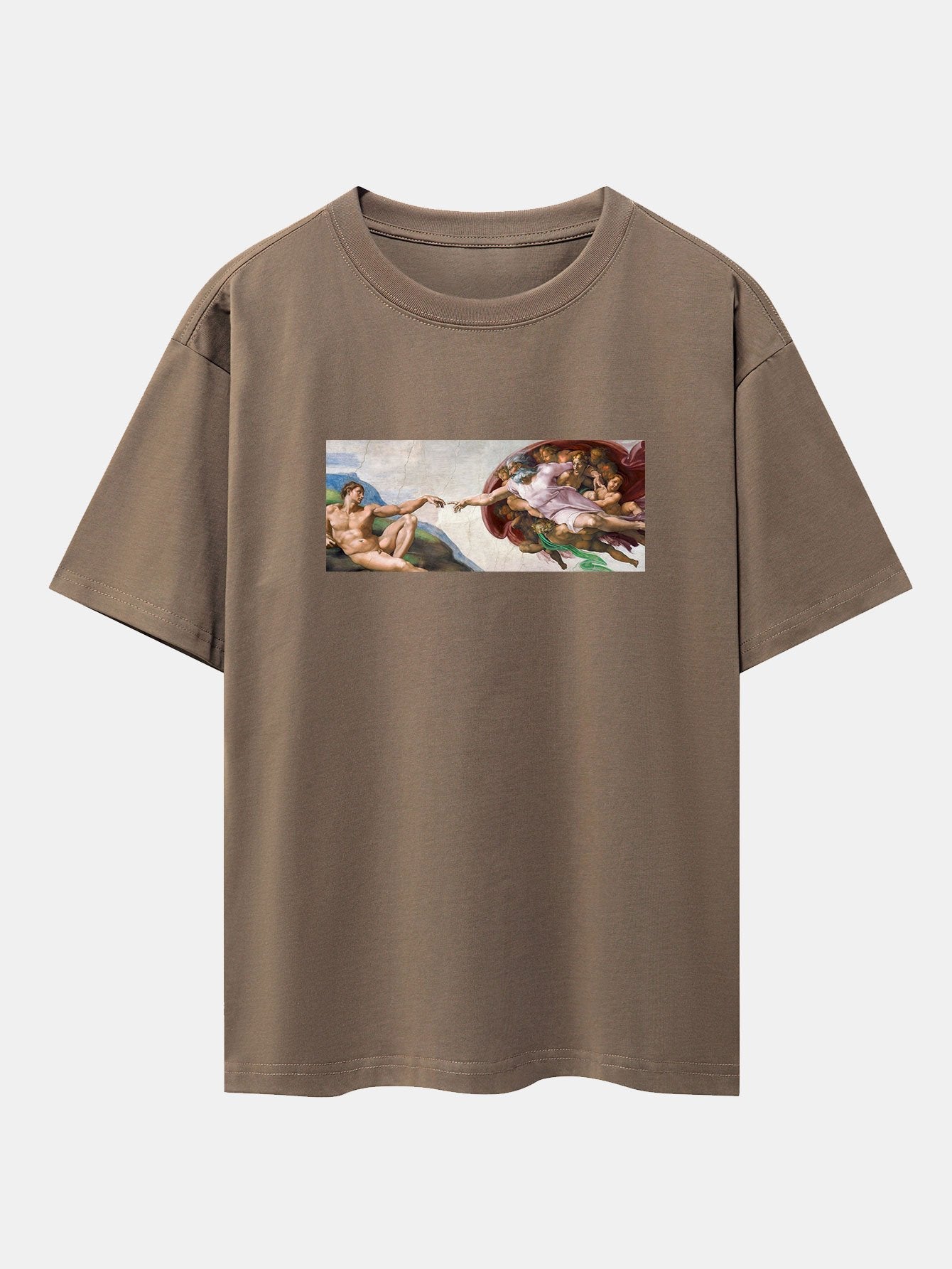 The Creation of Adam Print Drop Shoulder Oversize T-Shirt